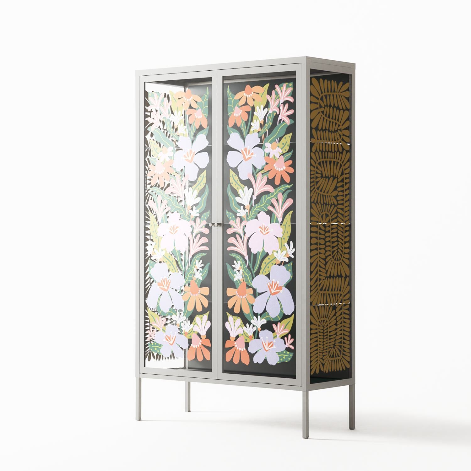 Floral Delight - Cabinet - Sandra Hutter - Chalk - Overlay Glass