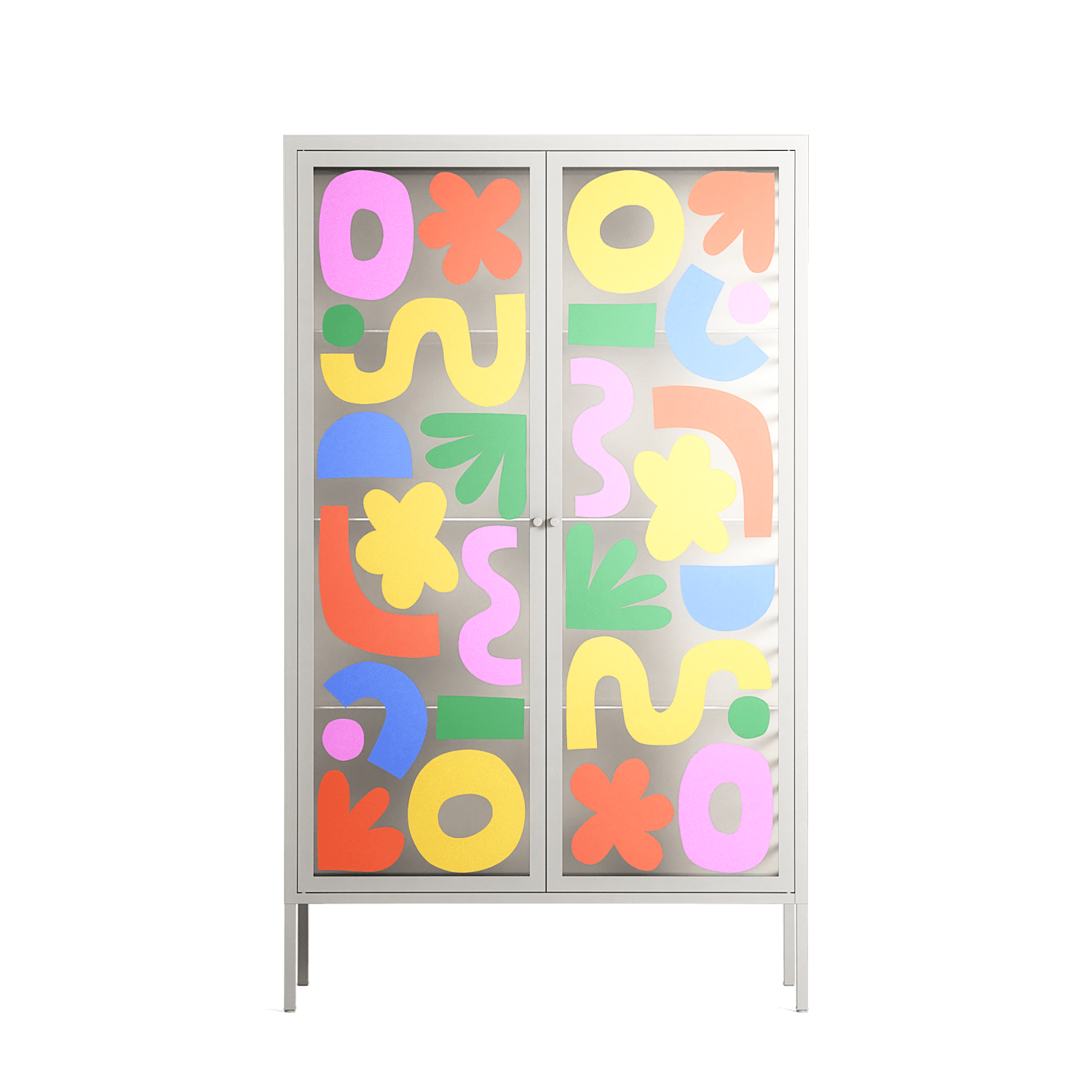 Fun Shapes - Cabinet - Sandra Hutter - Chalk - Overlay Glass