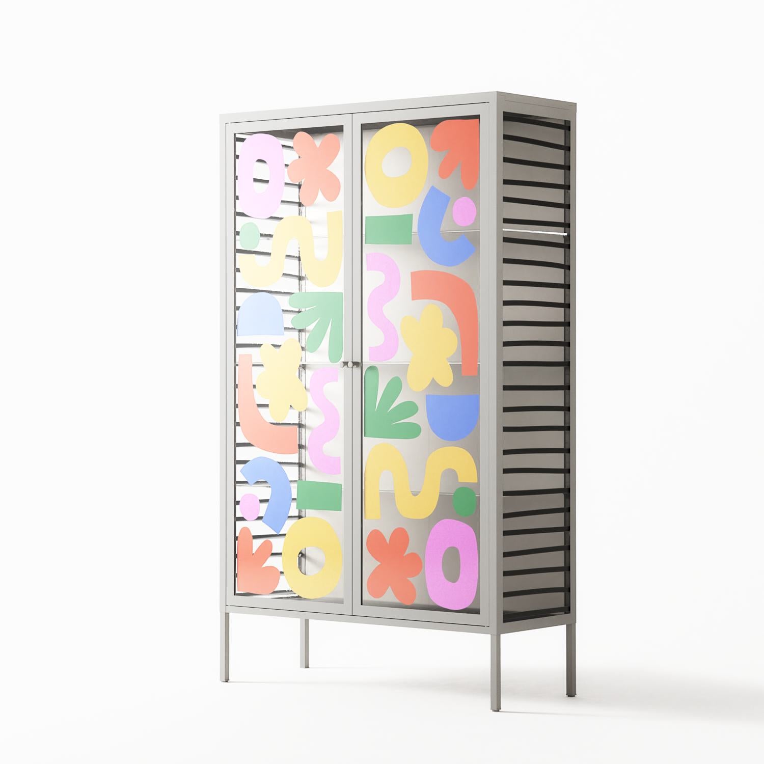 Fun Shapes - Cabinet - Sandra Hutter - Chalk - Overlay Glass