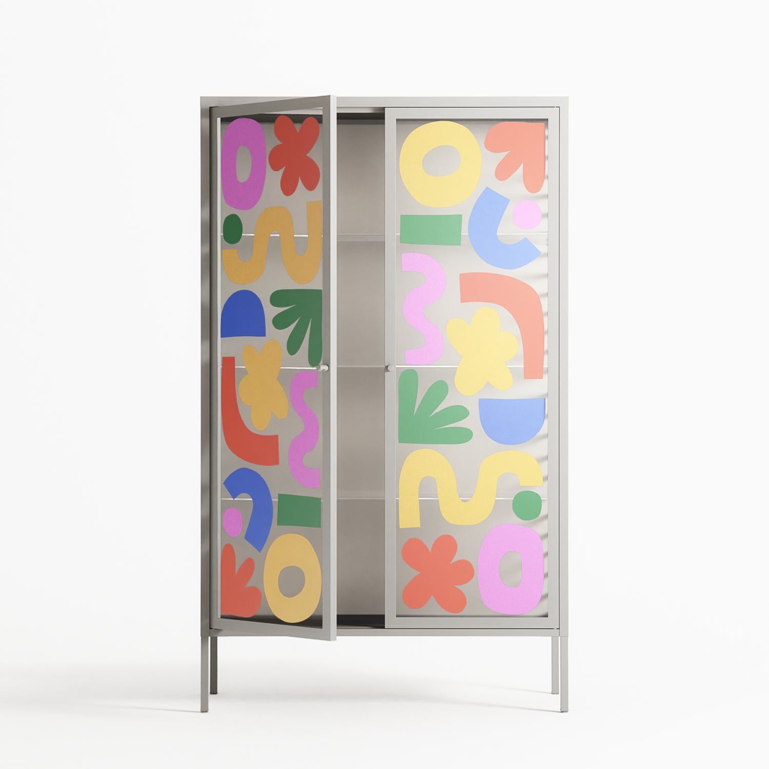 Fun Shapes - Cabinet - Sandra Hutter - Chalk - Overlay Glass