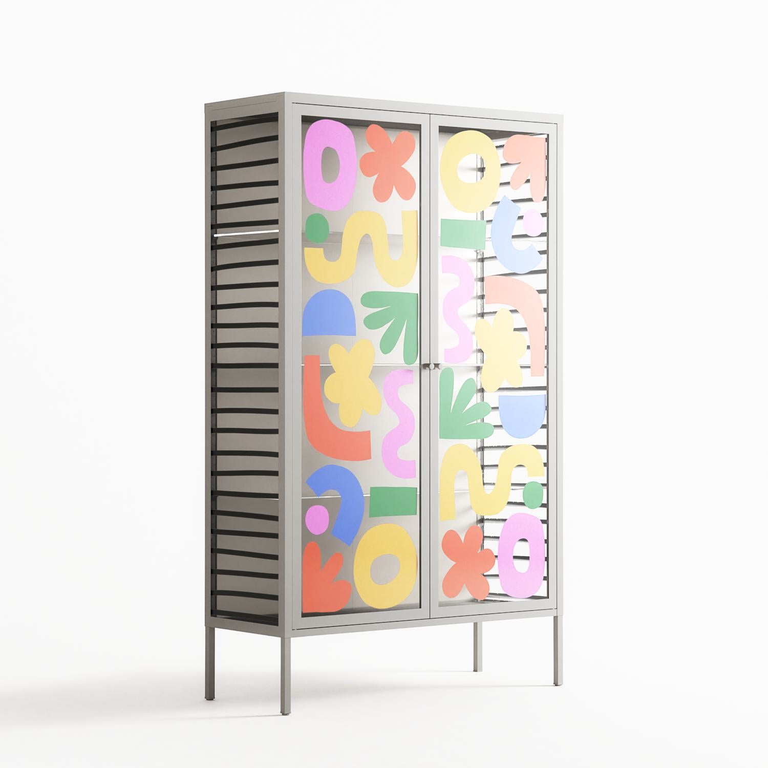 Fun Shapes - Cabinet - Sandra Hutter - Chalk - Overlay Glass