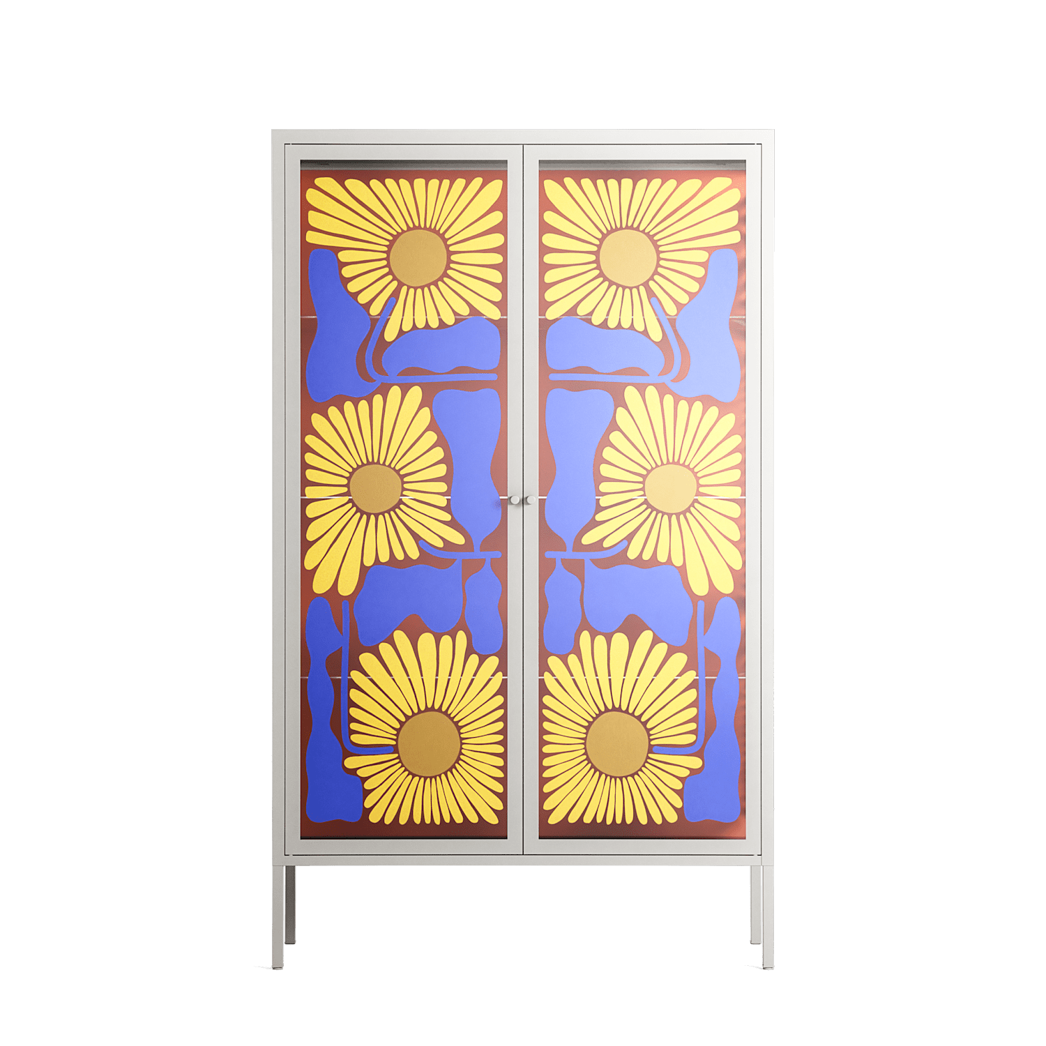 Sunflowers - Cabinet - Sandra Hutter - Chalk - Overlay Glass