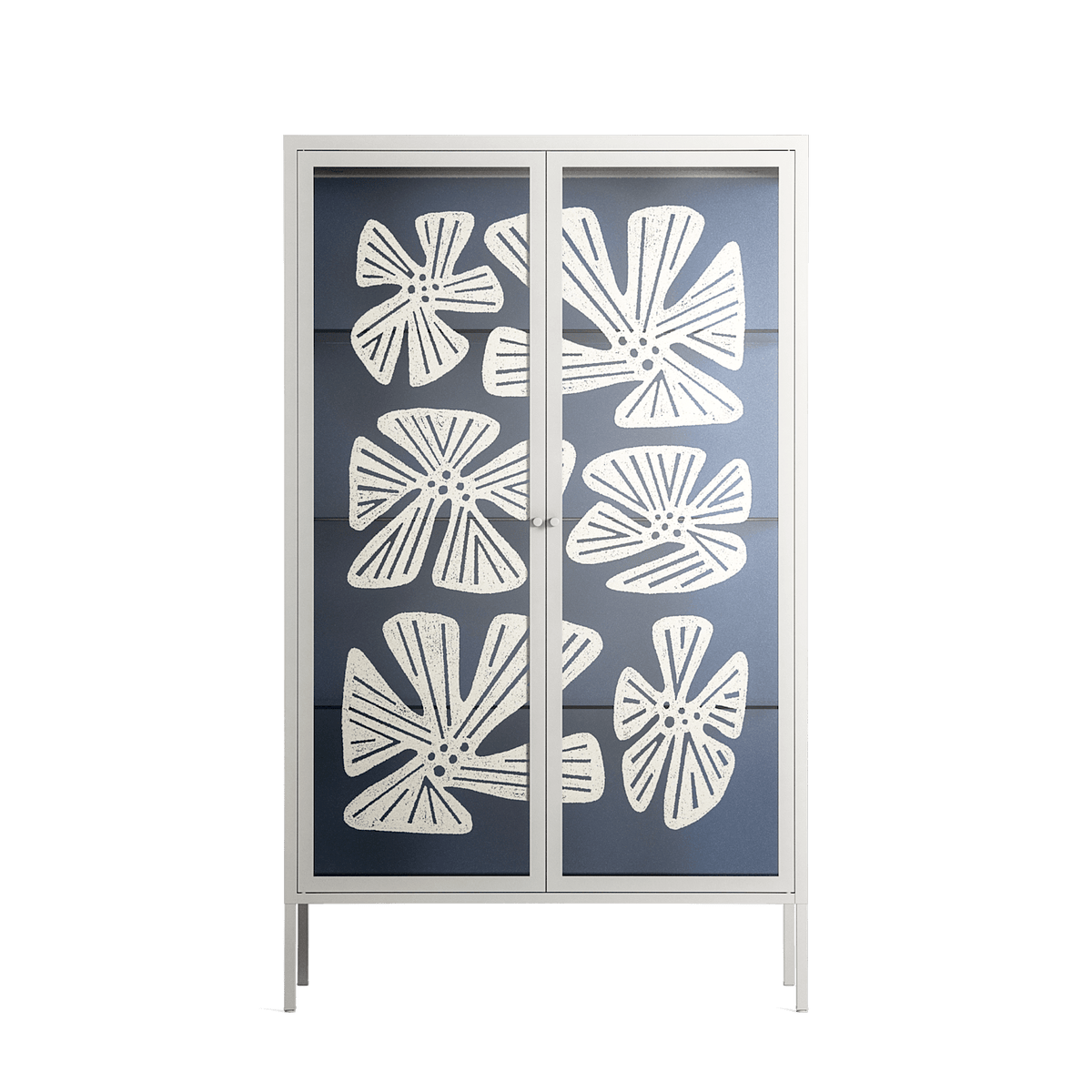 Blue Flower - Cabinet - Magdalena Marchocka - Chalk - Overlay Glass