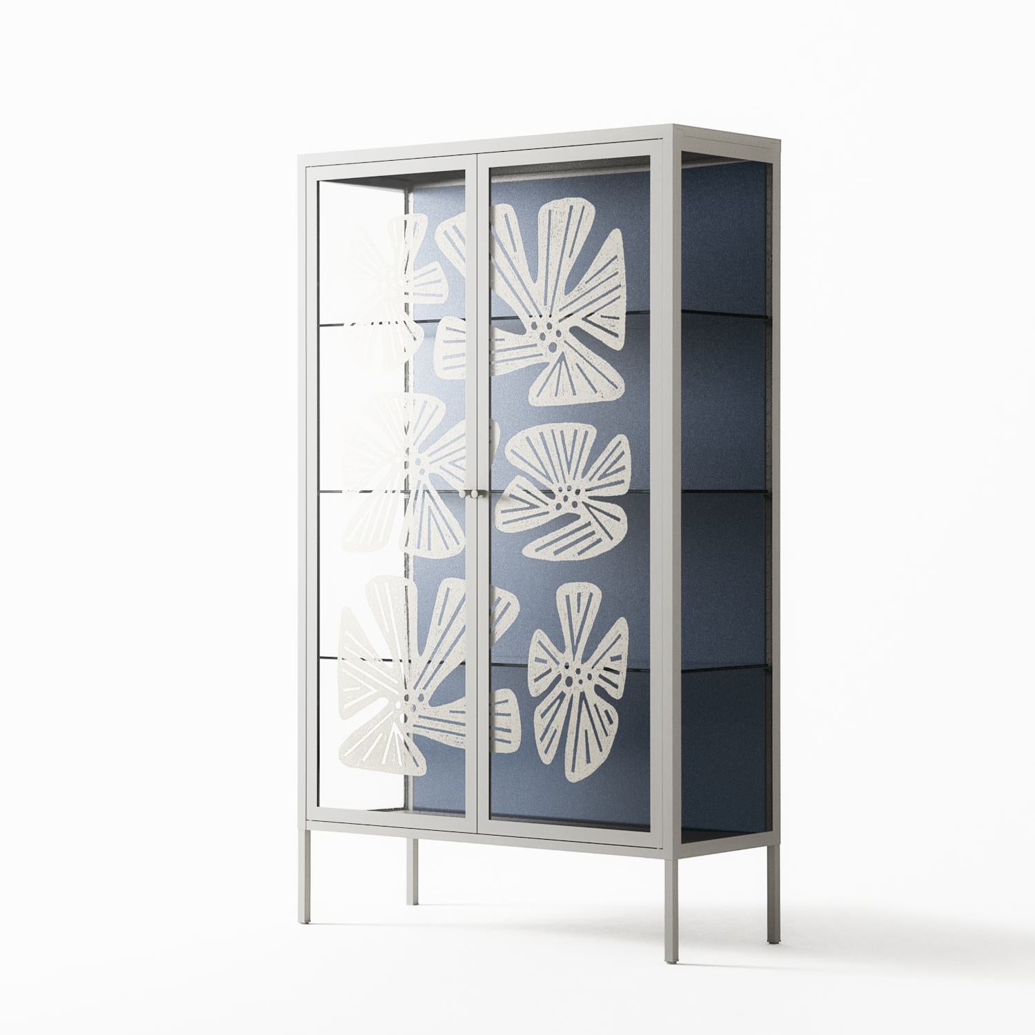 Blue Flower - Cabinet - Magdalena Marchocka - Chalk - Overlay Glass