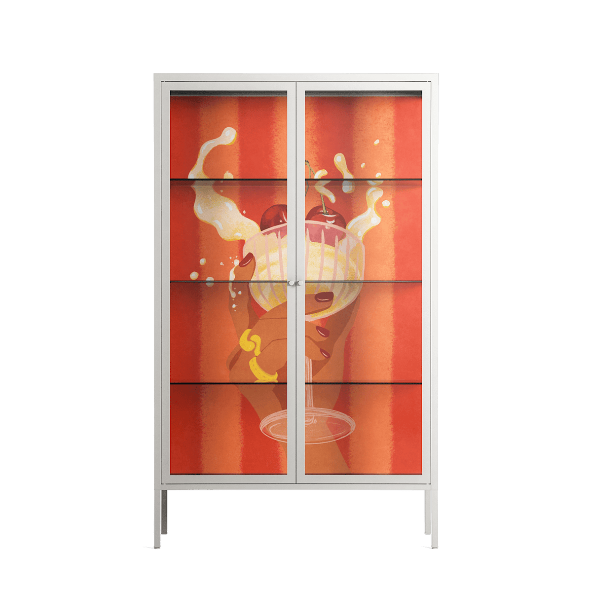 Drink And Cherries - Cabinet - Raissa Oltmanns - Chalk - Clear glass
