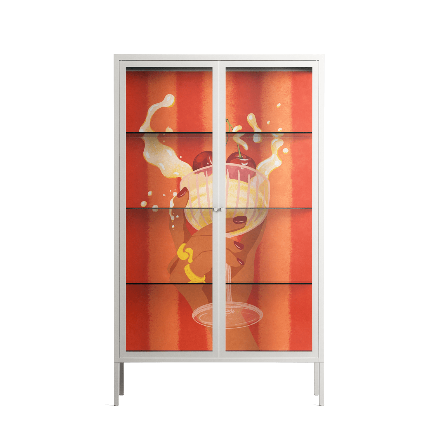 Drink And Cherries - Cabinet - Raissa Oltmanns - Chalk - Clear glass