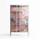 Abstract Cranes And Palms - Cabinet - Raissa Oltmanns - Chalk - Overlay Glass