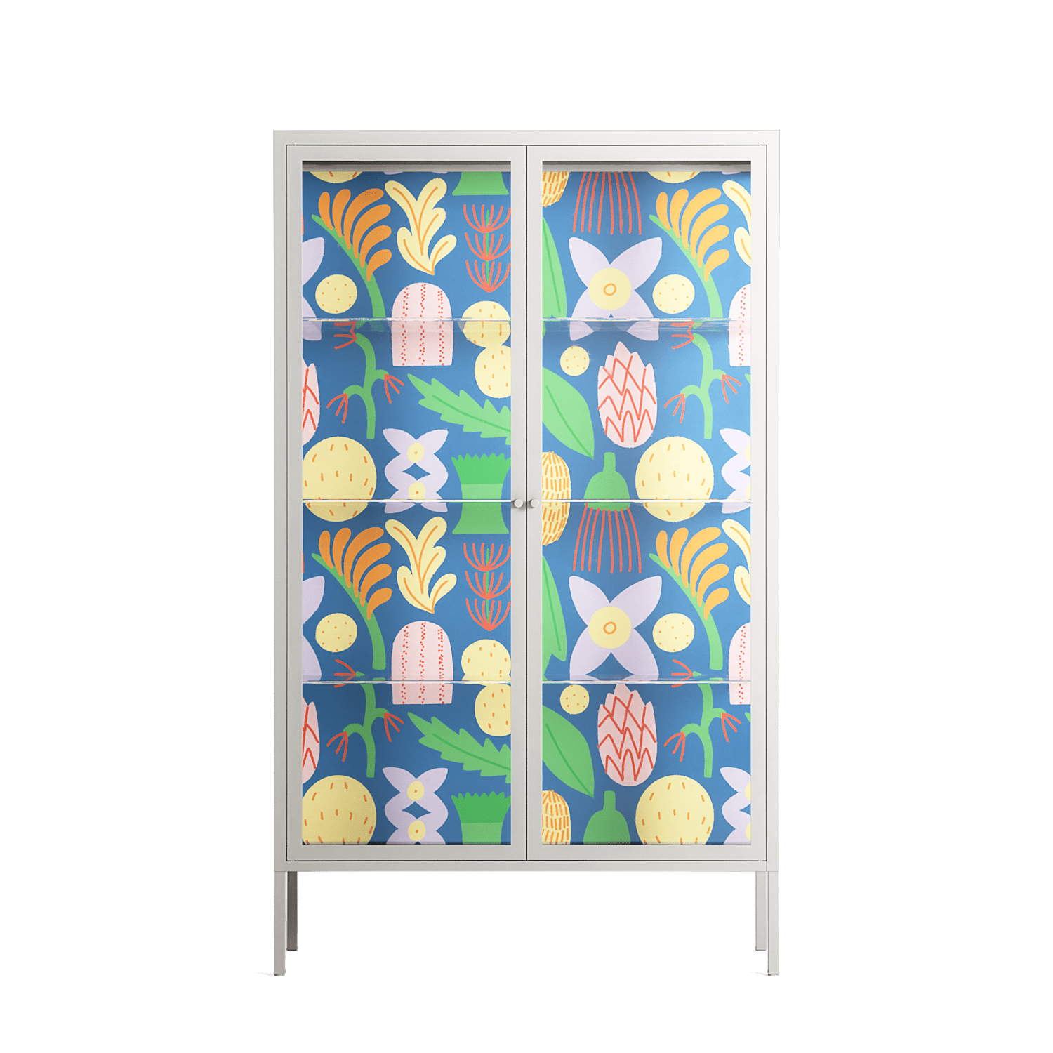 Shapes Blue - Cabinet - Lydia Greaves - Chalk - Clear glass