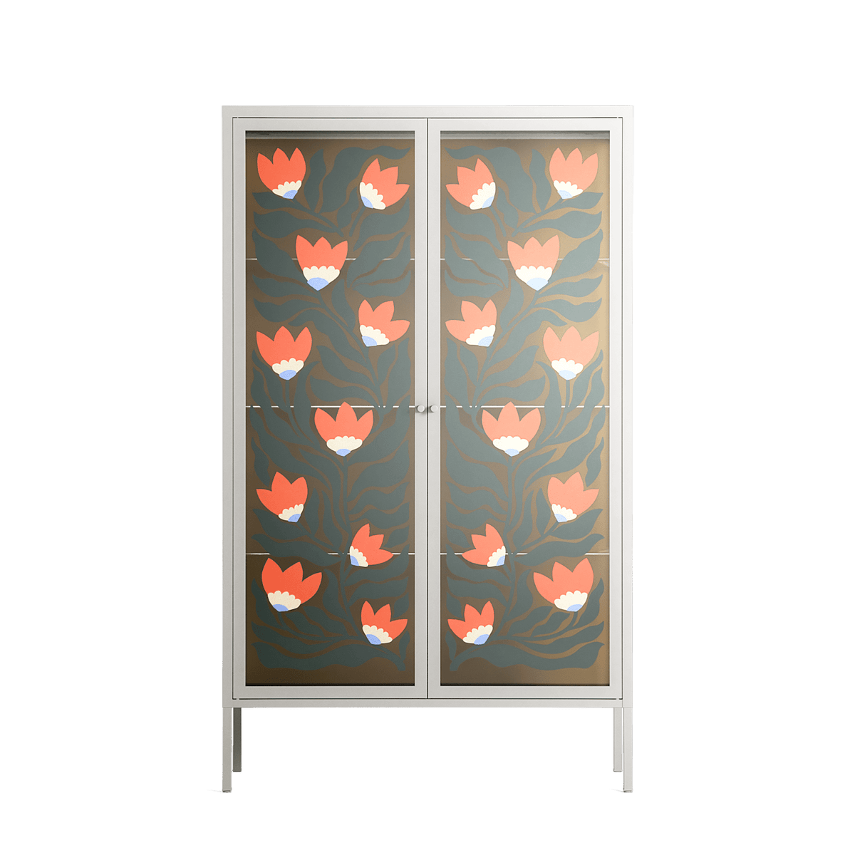 Blooming Folk Garden - Cabinet - Sandra Hutter - Chalk - Overlay Glass