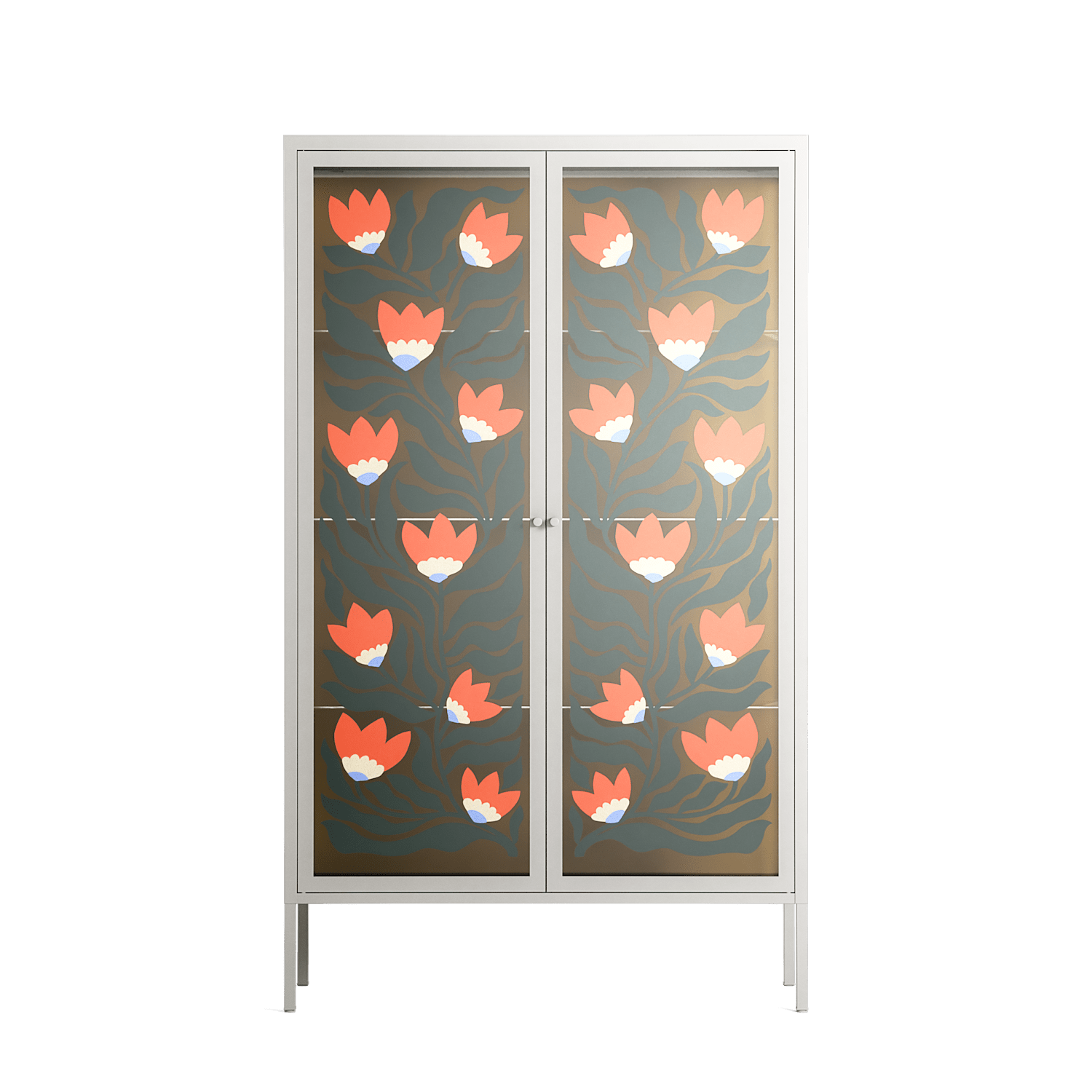 Blooming Folk Garden - Cabinet - Sandra Hutter - Chalk - Overlay Glass