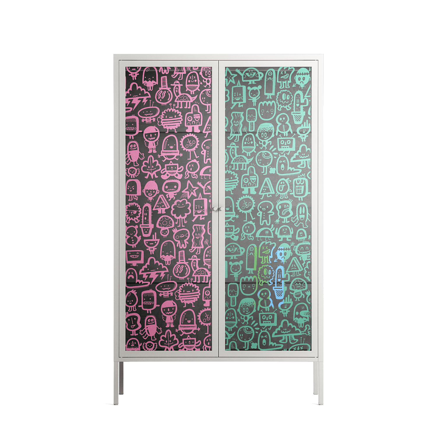 Little Monsters With Big Ideas - Cabinet - Craig Watkins - Chalk - Overlay Glass