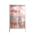 Abstract Cranes And Palms - Cabinet - Raissa Oltmanns - Chalk - Overlay Glass