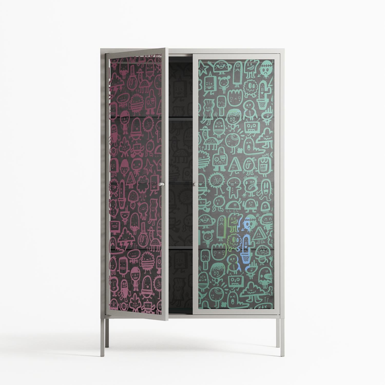 Little Monsters With Big Ideas - Cabinet - Craig Watkins - Chalk - Overlay Glass