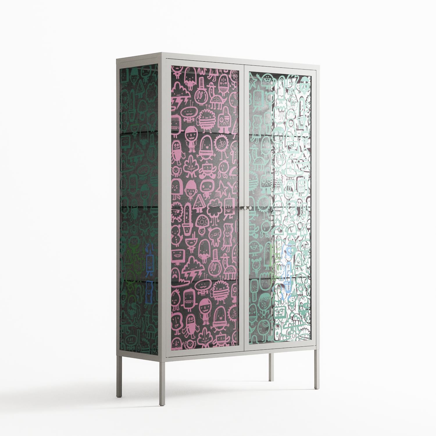 Little Monsters With Big Ideas - Cabinet - Craig Watkins - Chalk - Overlay Glass