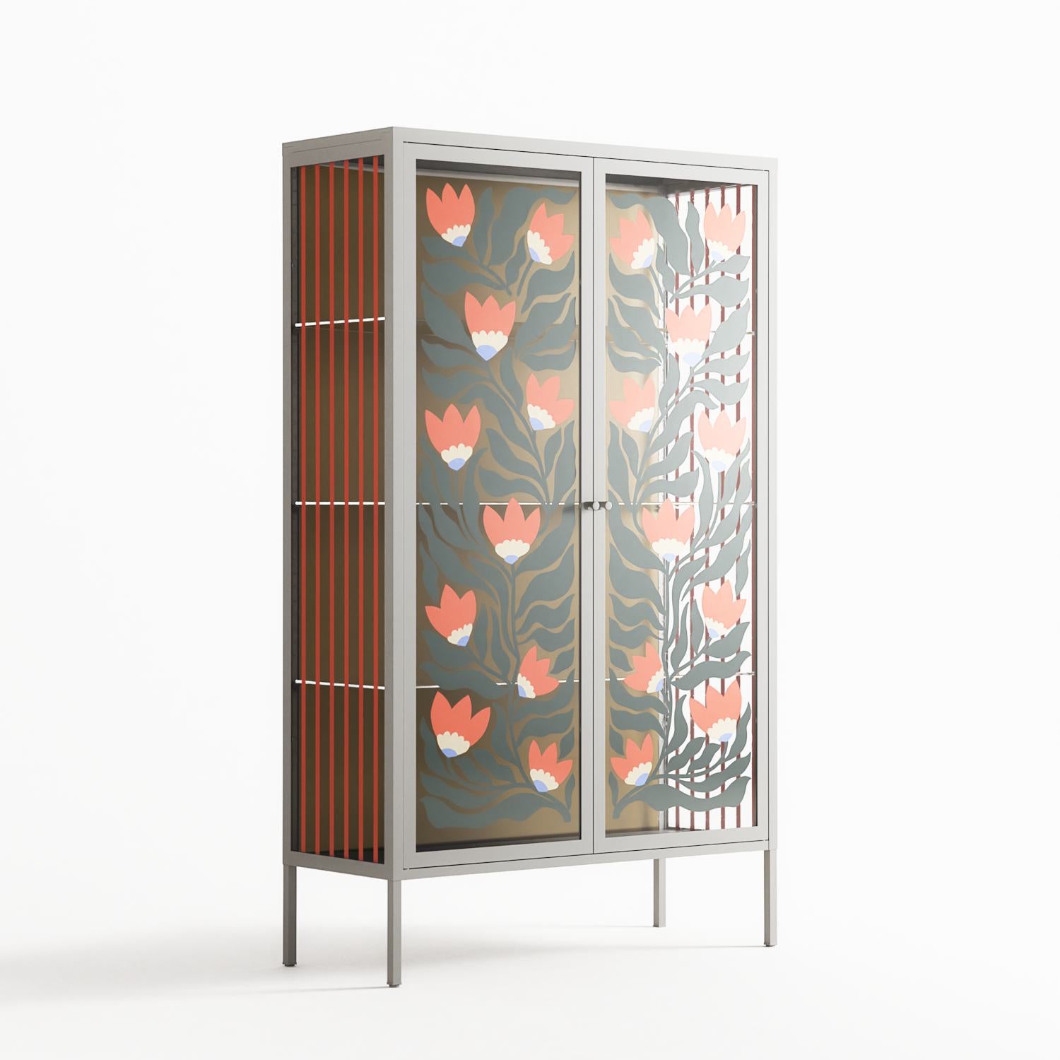 Blooming Folk Garden - Cabinet - Sandra Hutter - Chalk - Overlay Glass
