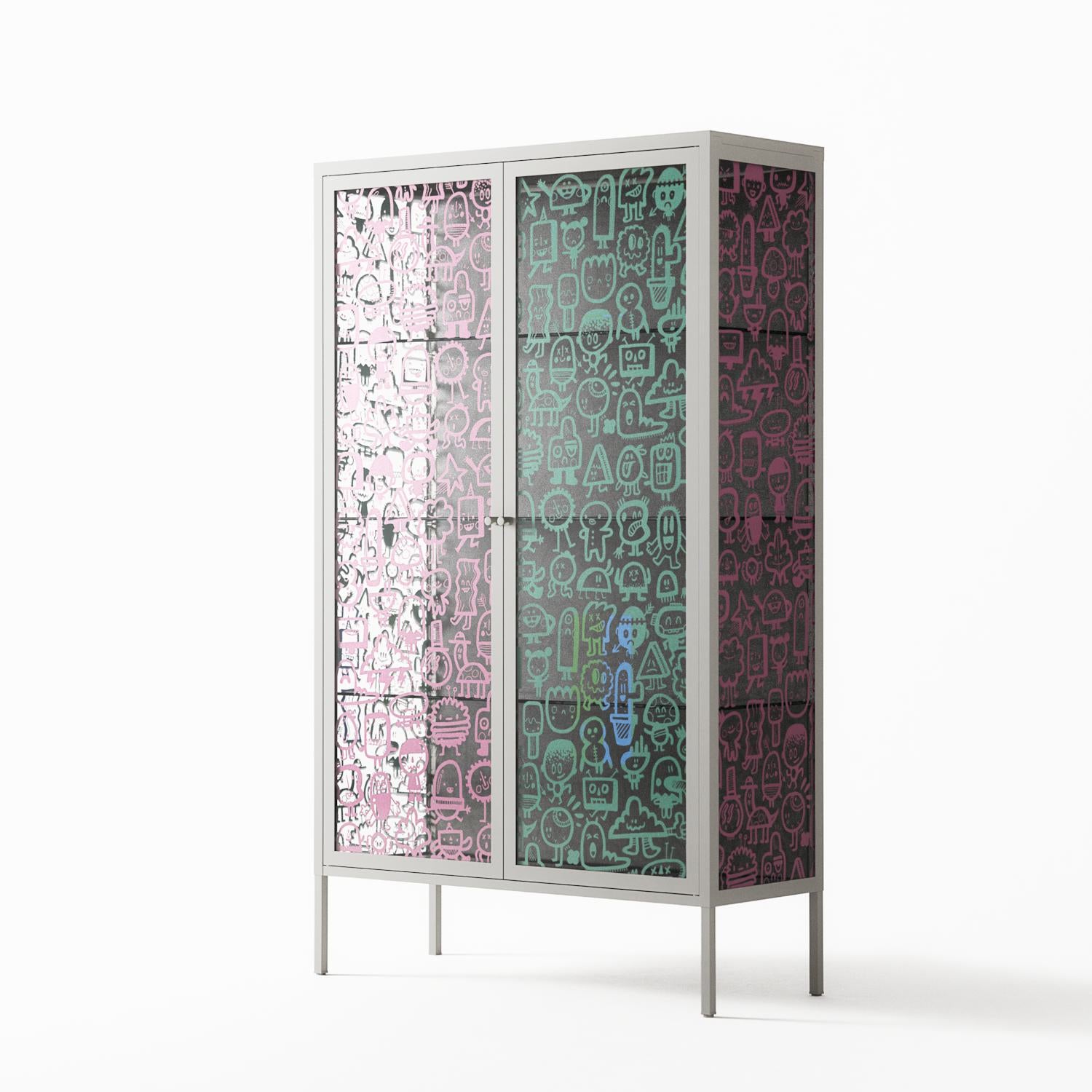 Little Monsters With Big Ideas - Cabinet - Craig Watkins - Chalk - Overlay Glass