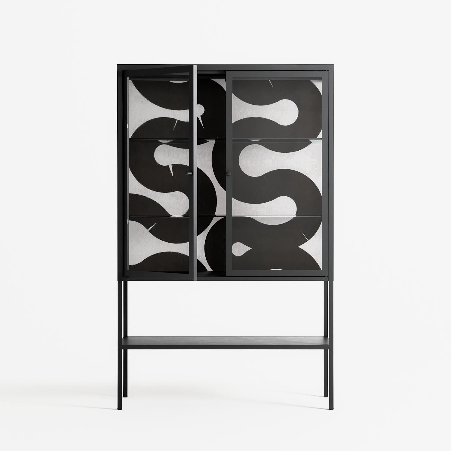 Black Waves - Loft Cabinet - Alexander Khabbazi - Antracite - Clear glass