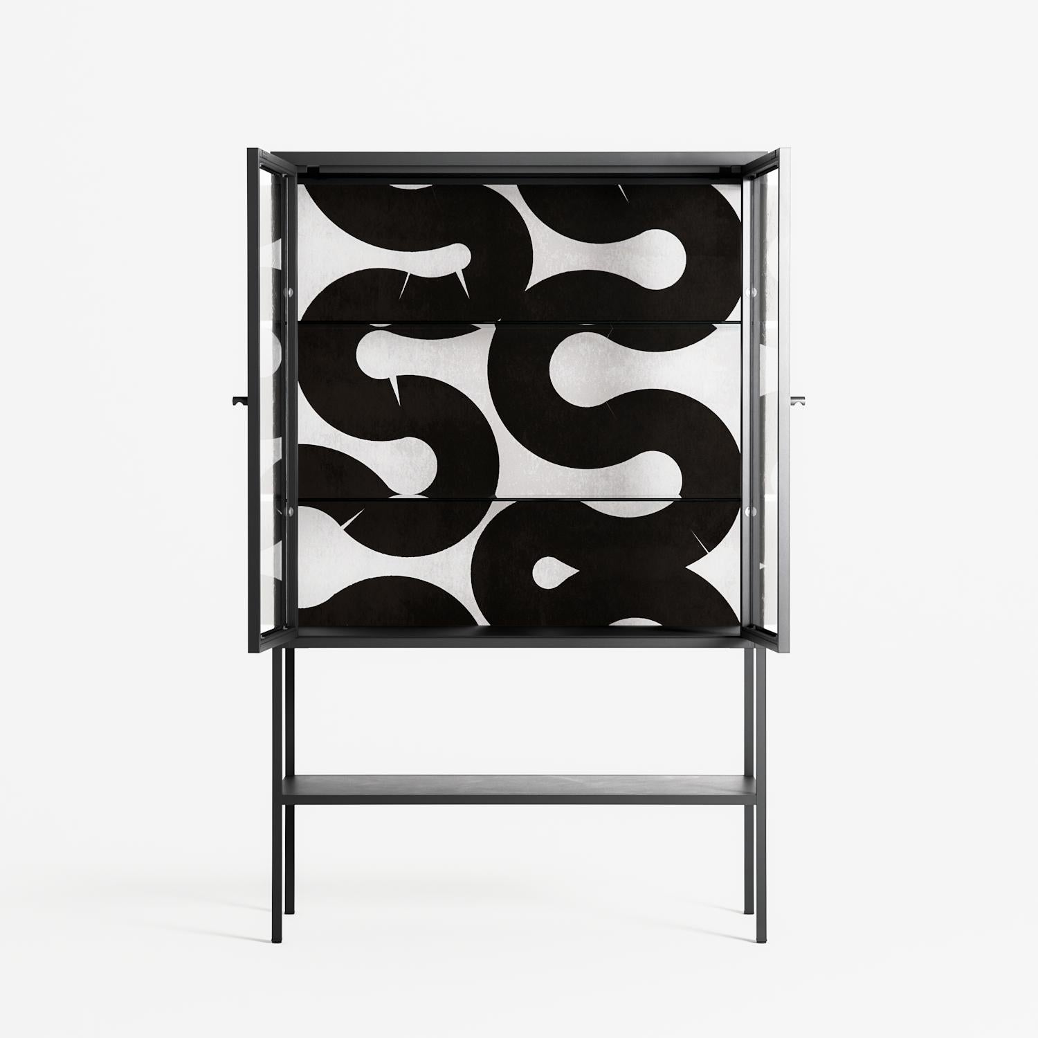 Black Waves - Loft Cabinet - Alexander Khabbazi - Antracite - Clear glass