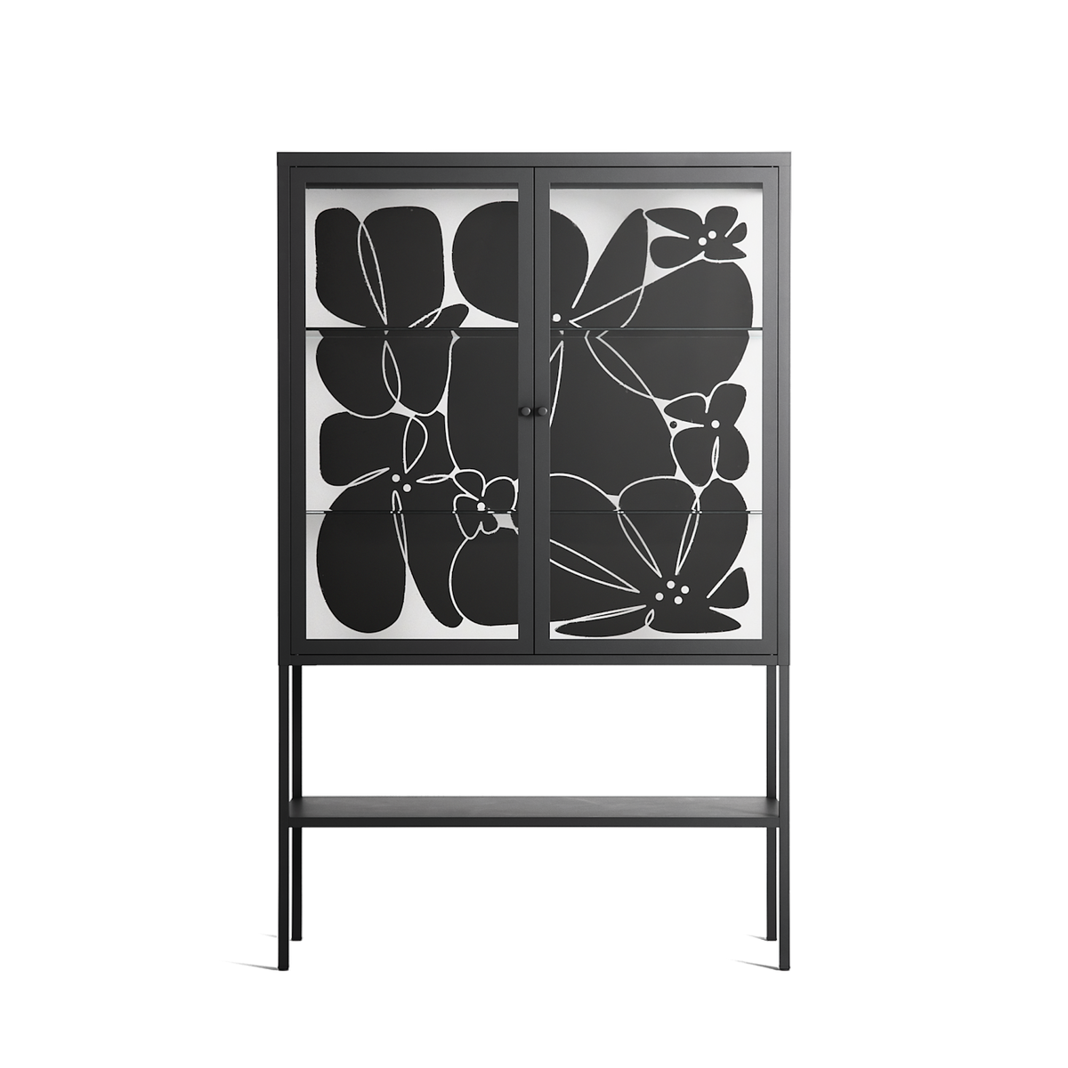 Black Flower - Loft Cabinet - Konrad Blaszczyk - Antracite - Clear glass