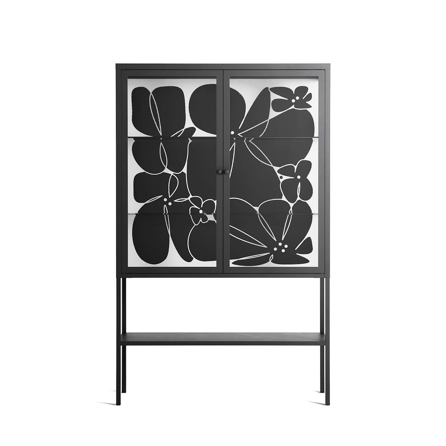 Black Flower - Loft Cabinet - Konrad Blaszczyk - Antracite - Clear glass