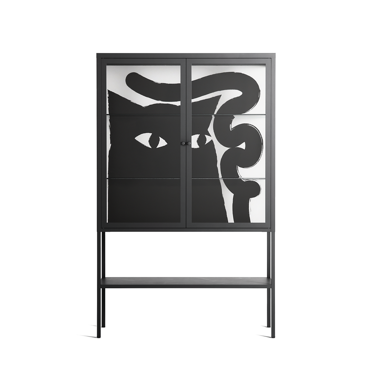 Black Cat - Loft Cabinet - Konrad Blaszczyk - Antracite - Clear glass
