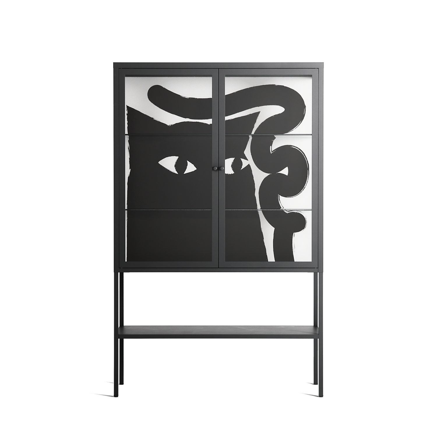 Black Cat - Loft Cabinet - Konrad Blaszczyk - Antracite - Clear glass
