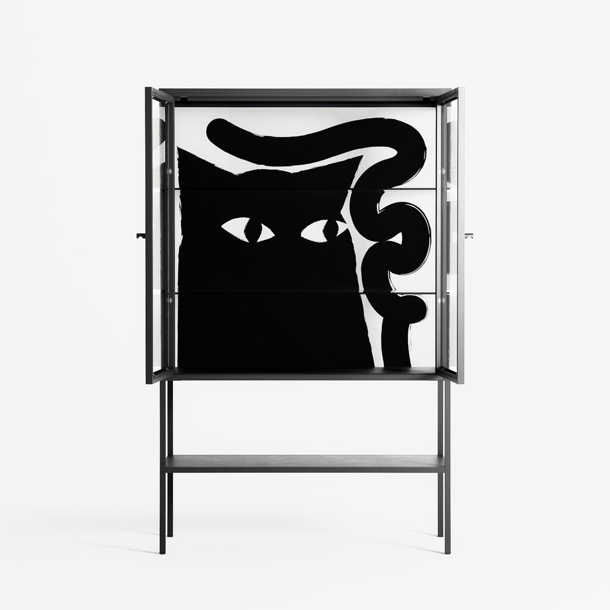 Black Cat - Loft Cabinet - Konrad Blaszczyk - Antracite - Clear glass