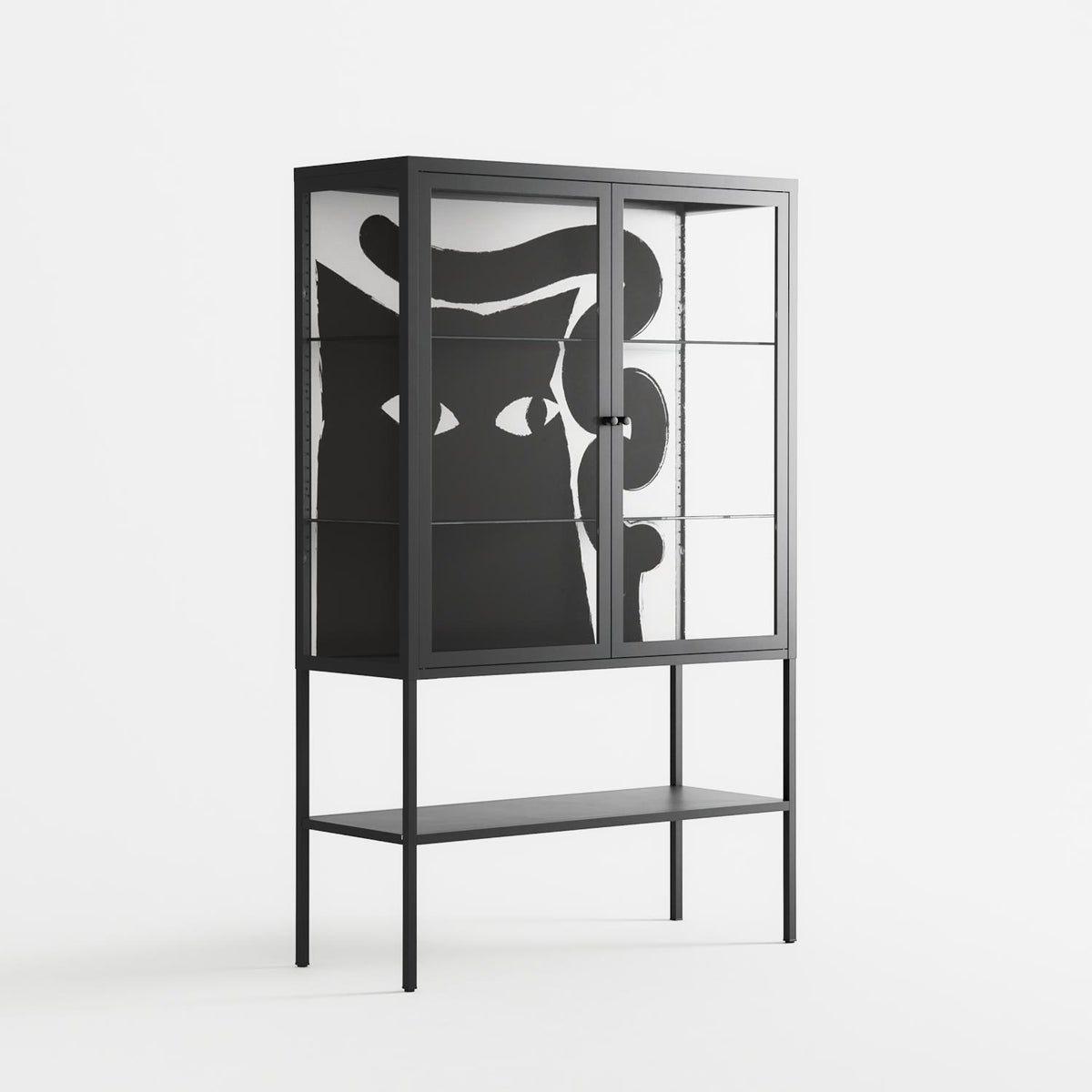 Black Cat - Loft Cabinet - Konrad Blaszczyk - Antracite - Clear glass