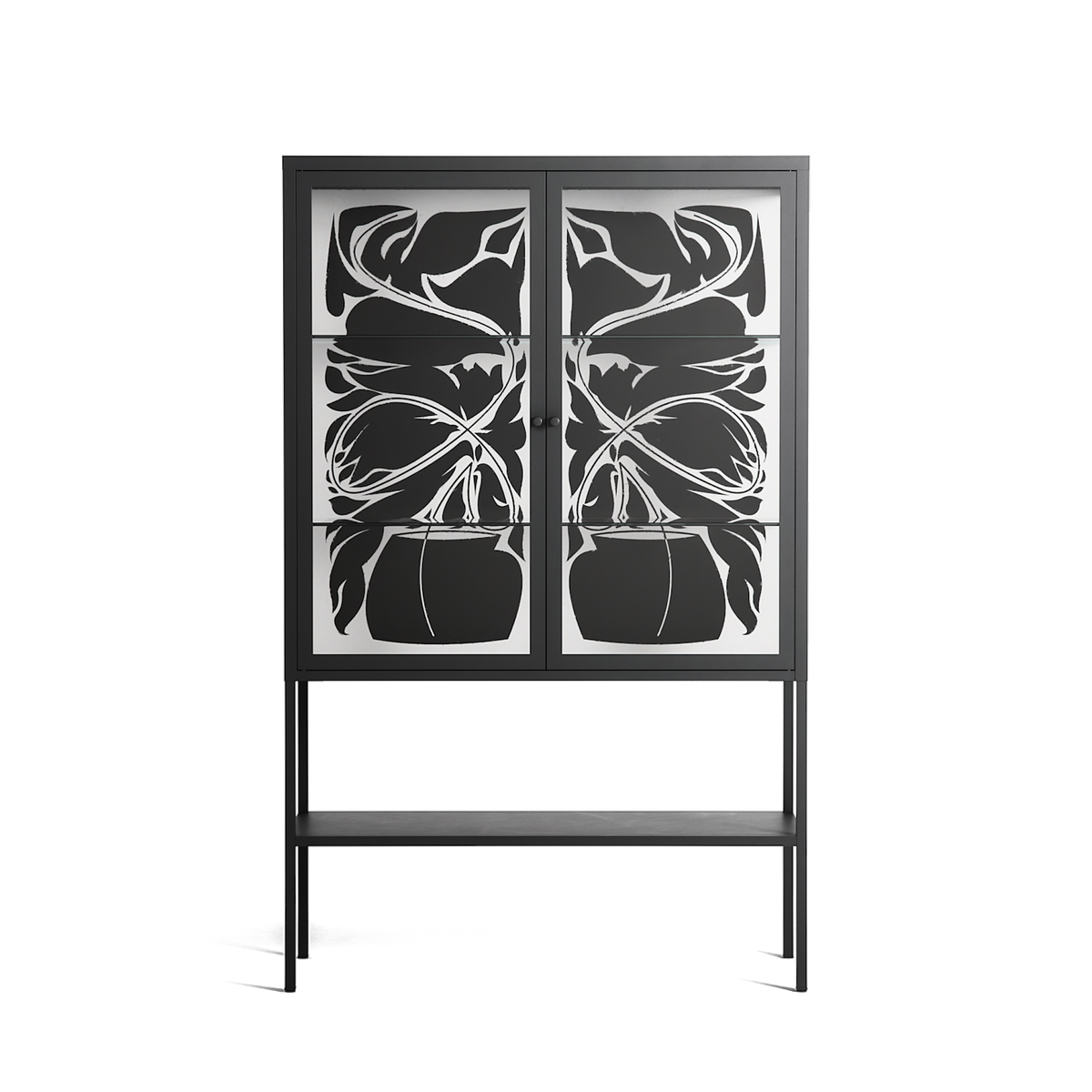 Black Potted Plant - Loft Cabinet - Konrad Blaszczyk - Antracite - Clear glass