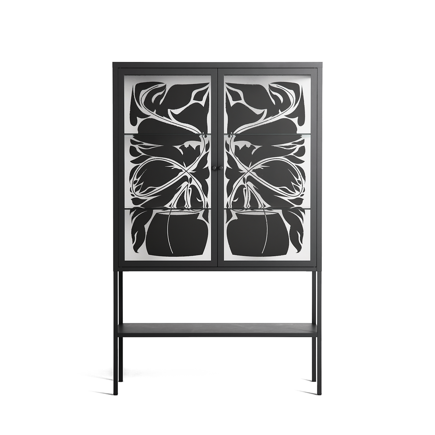 Black Potted Plant - Loft Cabinet - Konrad Blaszczyk - Antracite - Clear glass