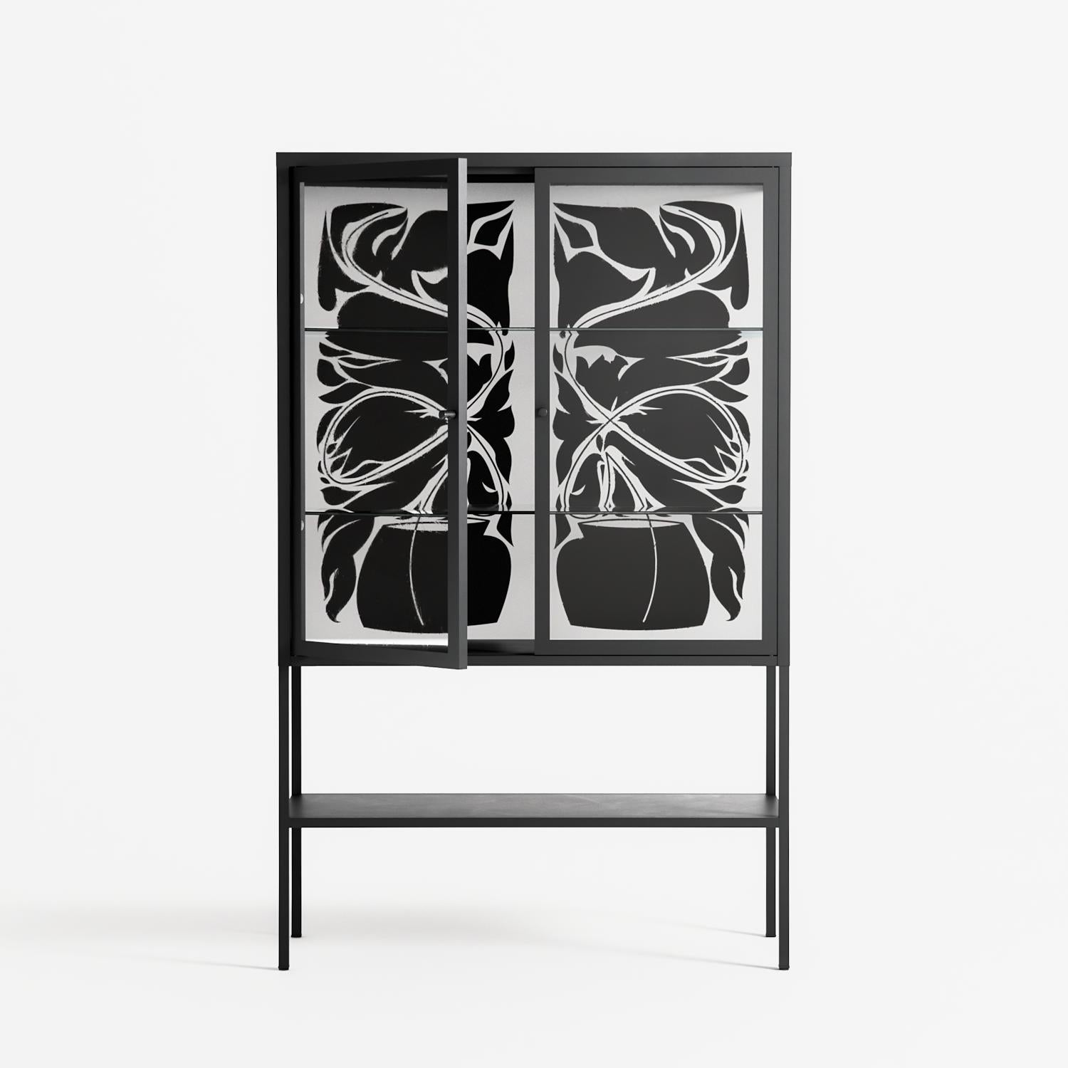 Black Potted Plant - Loft Cabinet - Konrad Blaszczyk - Antracite - Clear glass