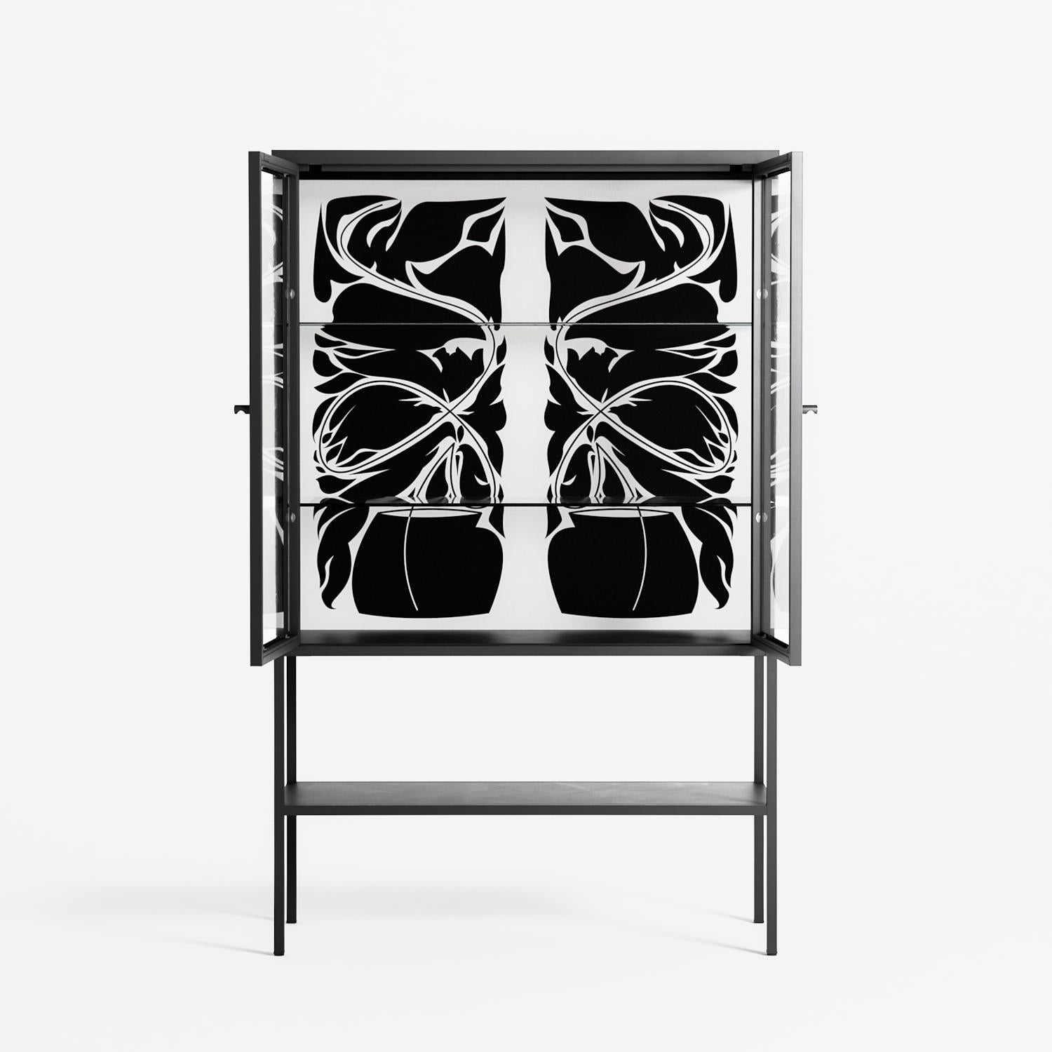 Black Potted Plant - Loft Cabinet - Konrad Blaszczyk - Antracite - Clear glass