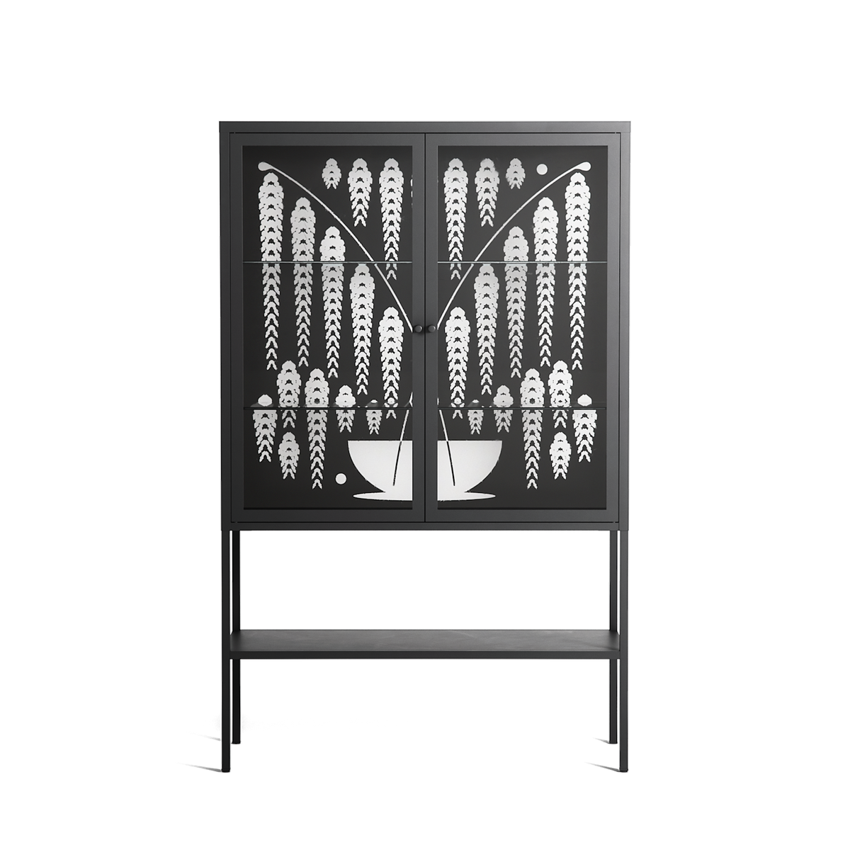 White Fern - Loft Cabinet - Konrad Blaszczyk - Antracite - Clear glass