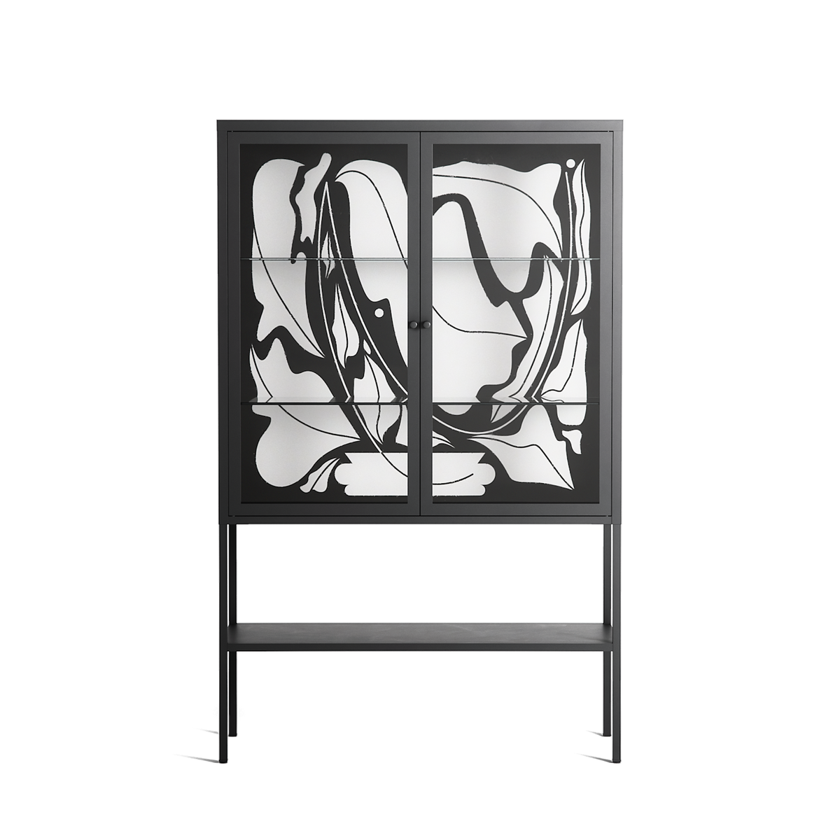 White Potted Plant - Loft Cabinet - Konrad Blaszczyk - Antracite - Clear glass
