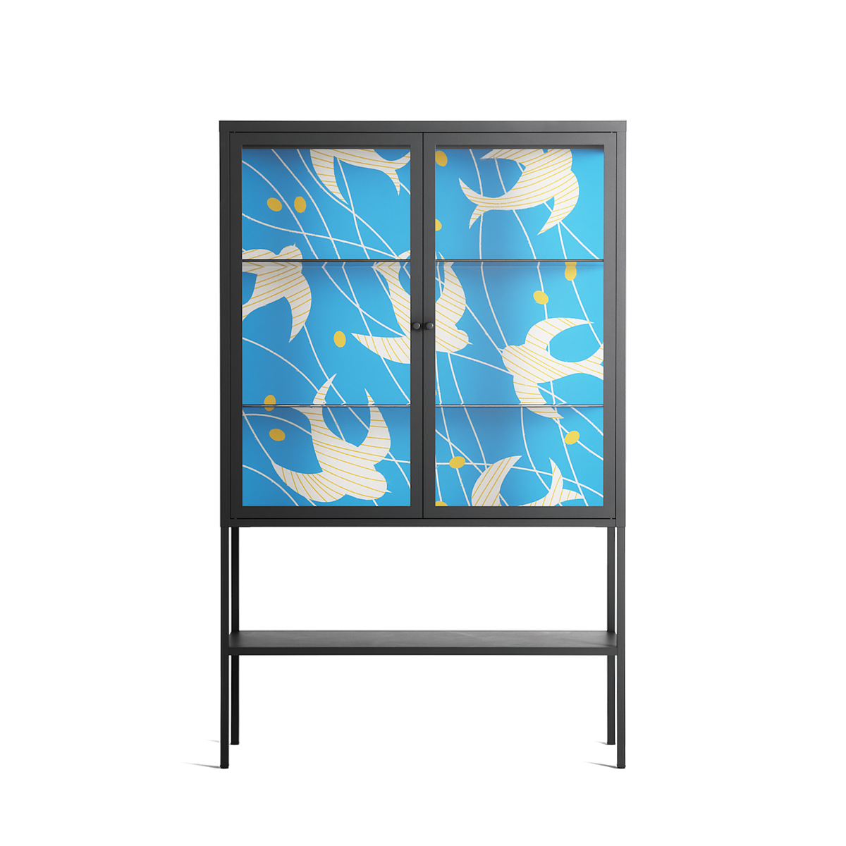 Birds B - Loft Cabinet - Heather Zhou - Antracite - Clear glass