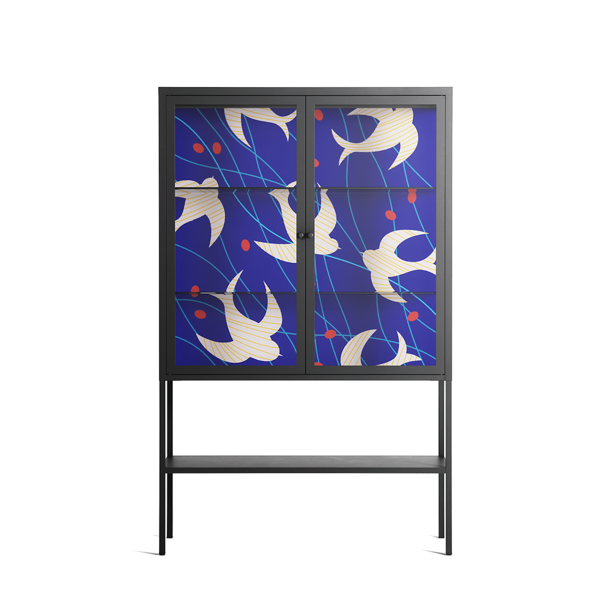 Birds A - Loft Cabinet - Heather Zhou - Antracite - Clear glass