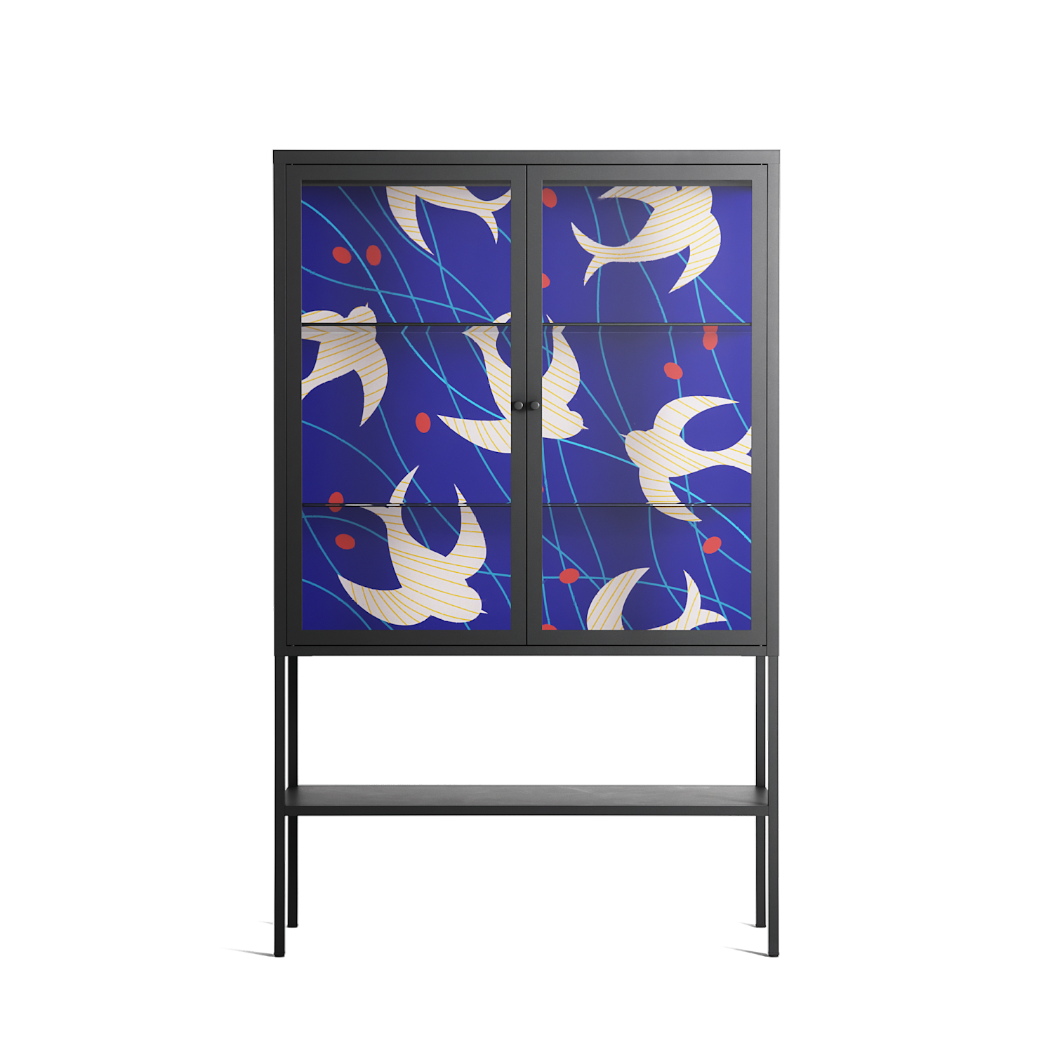 Birds A - Loft Cabinet - Heather Zhou - Antracite - Clear glass