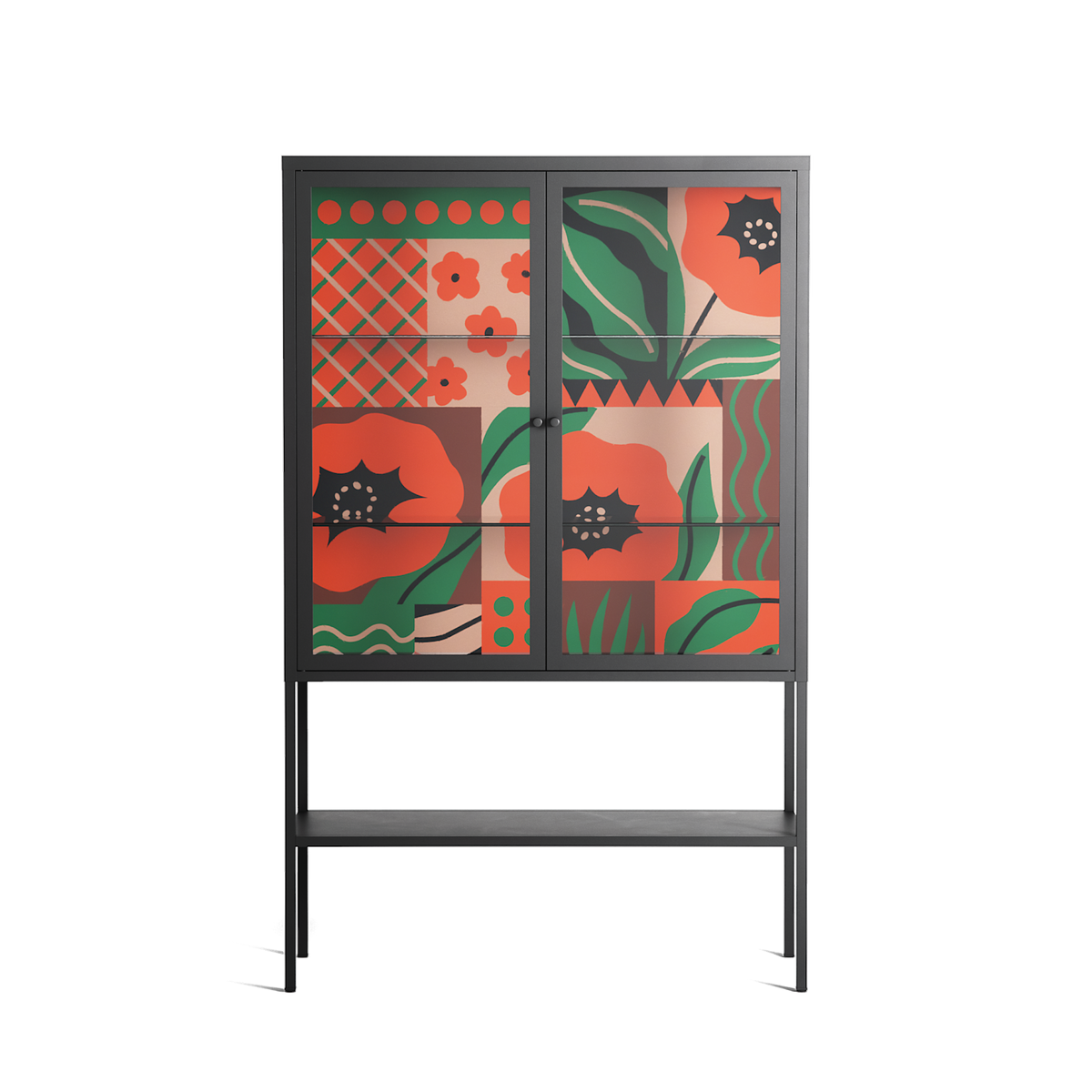 Flower B - Loft Cabinet - Heather Zhou - Antracite - Clear glass