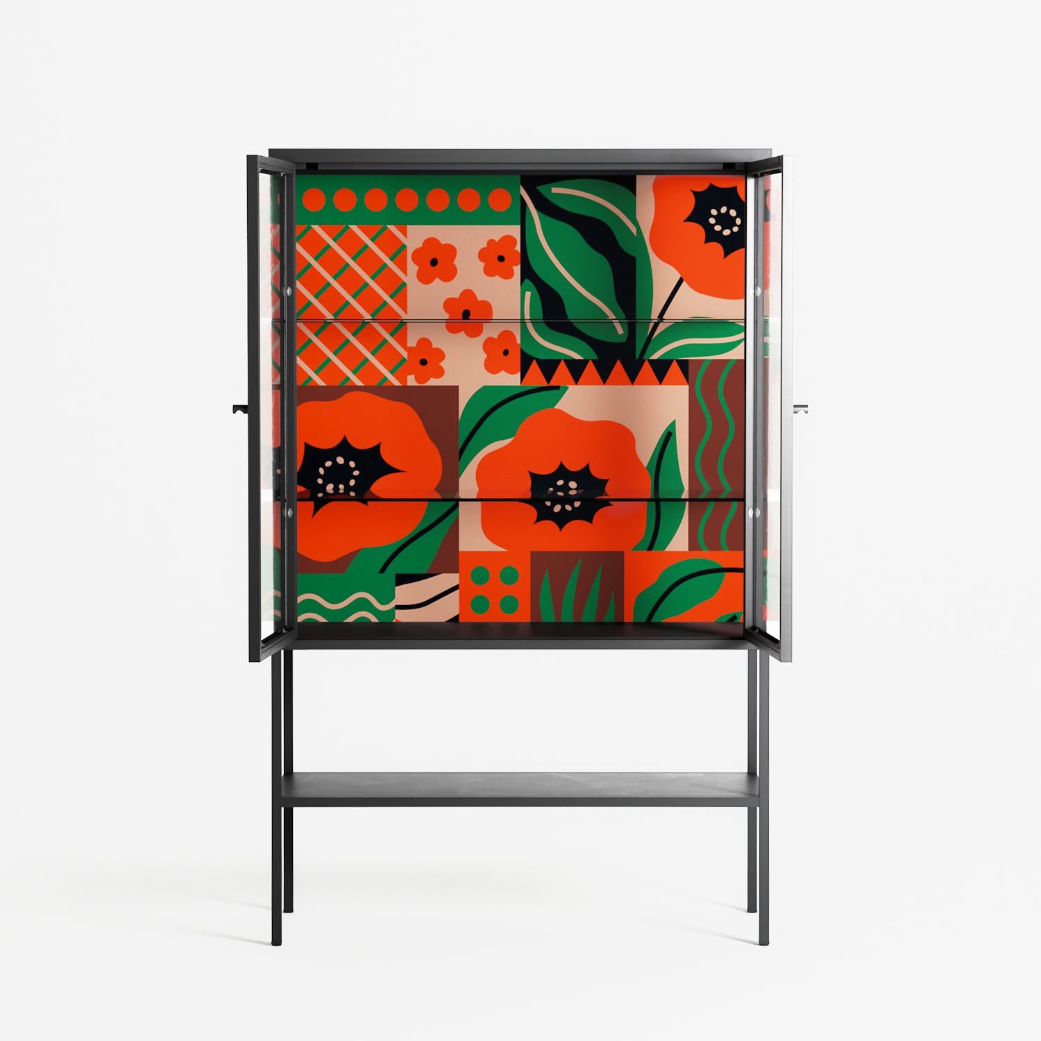 Flower B - Loft Cabinet - Heather Zhou - Antracite - Clear glass