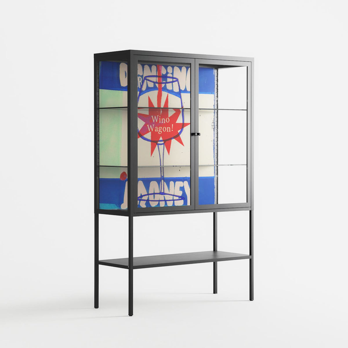 Wino Wagon - Loft Cabinet - Ciara Wade - Antracite - Clear glass