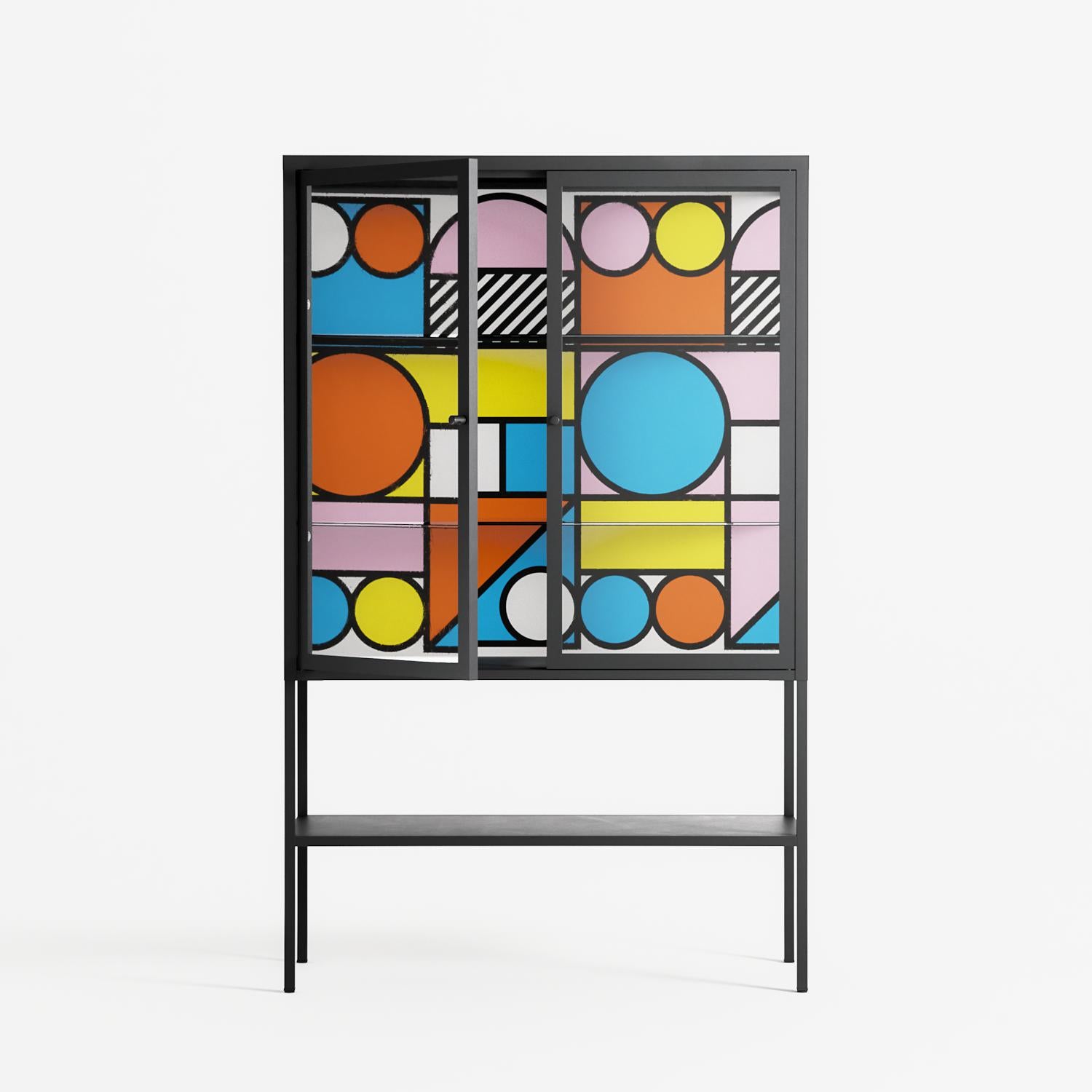 Palette - Loft Cabinet - Vratislav Pecka - Antracite - Clear glass