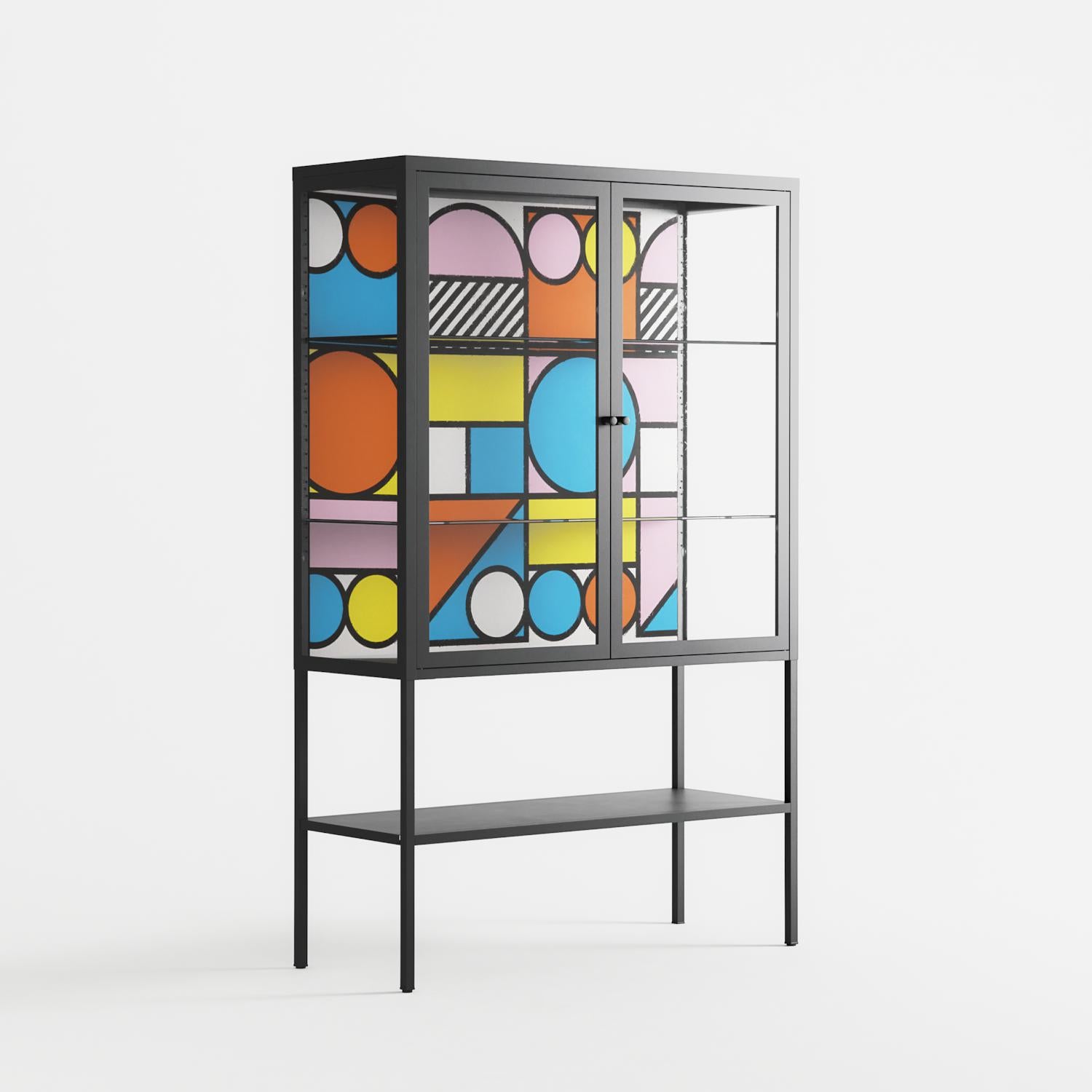 Palette - Loft Cabinet - Vratislav Pecka - Antracite - Clear glass