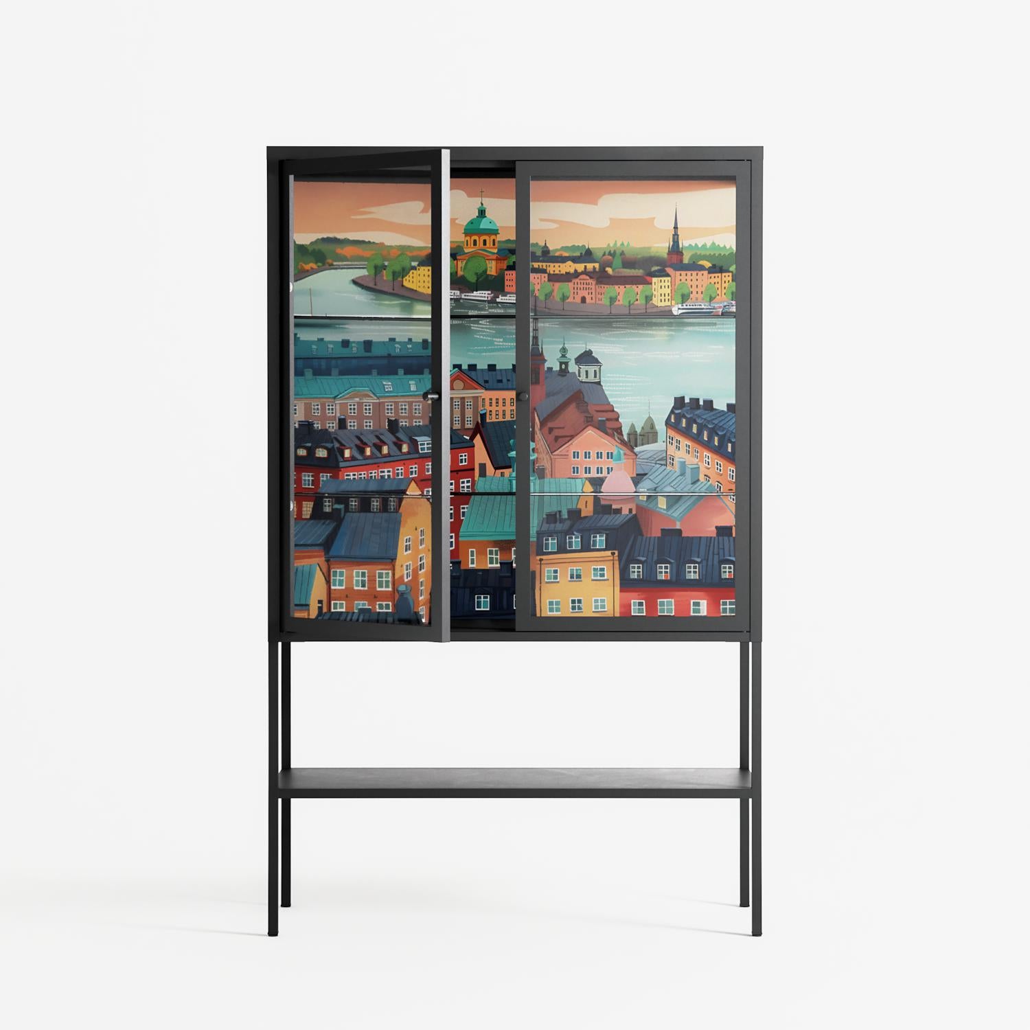 Gamla Stan - Loft Cabinet - Nur Rydberg - Antracite - Clear glass