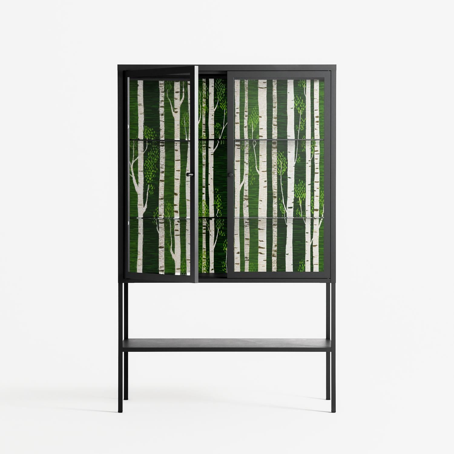 Björkskog - Loft Cabinet - Nur Rydberg - Antracite - Clear glass