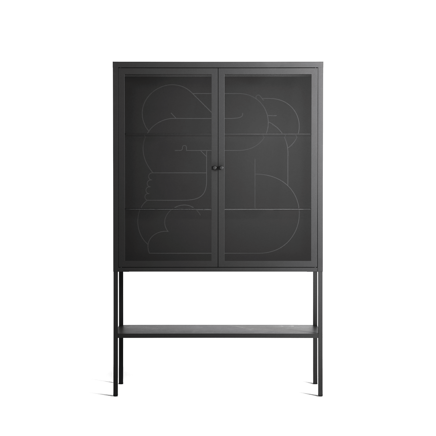 Hug 1 - Loft Cabinet - Andrea Devia-Nuño - Antracite - Clear glass