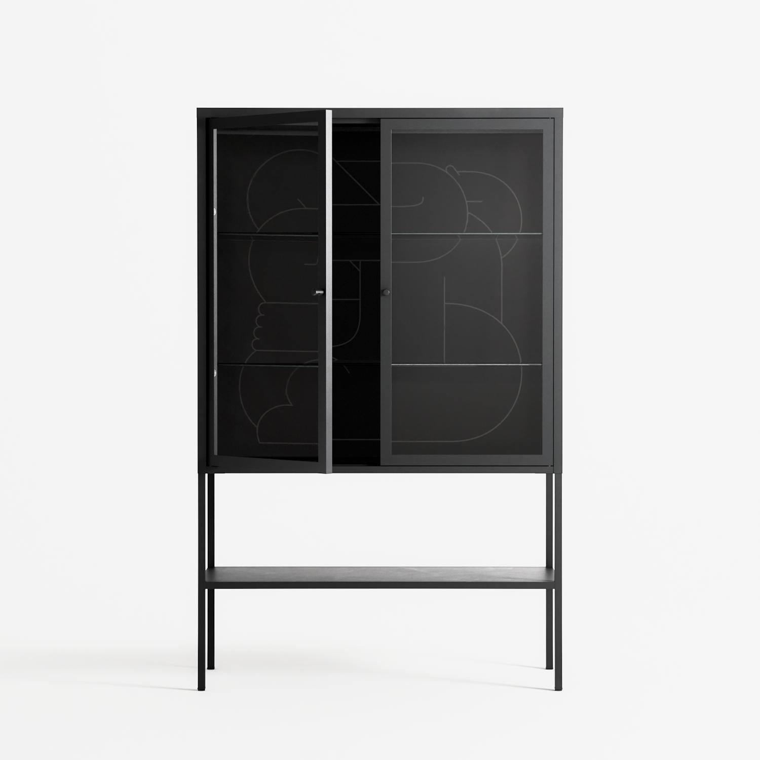 Hug 1 - Loft Cabinet - Andrea Devia-Nuño - Antracite - Clear glass