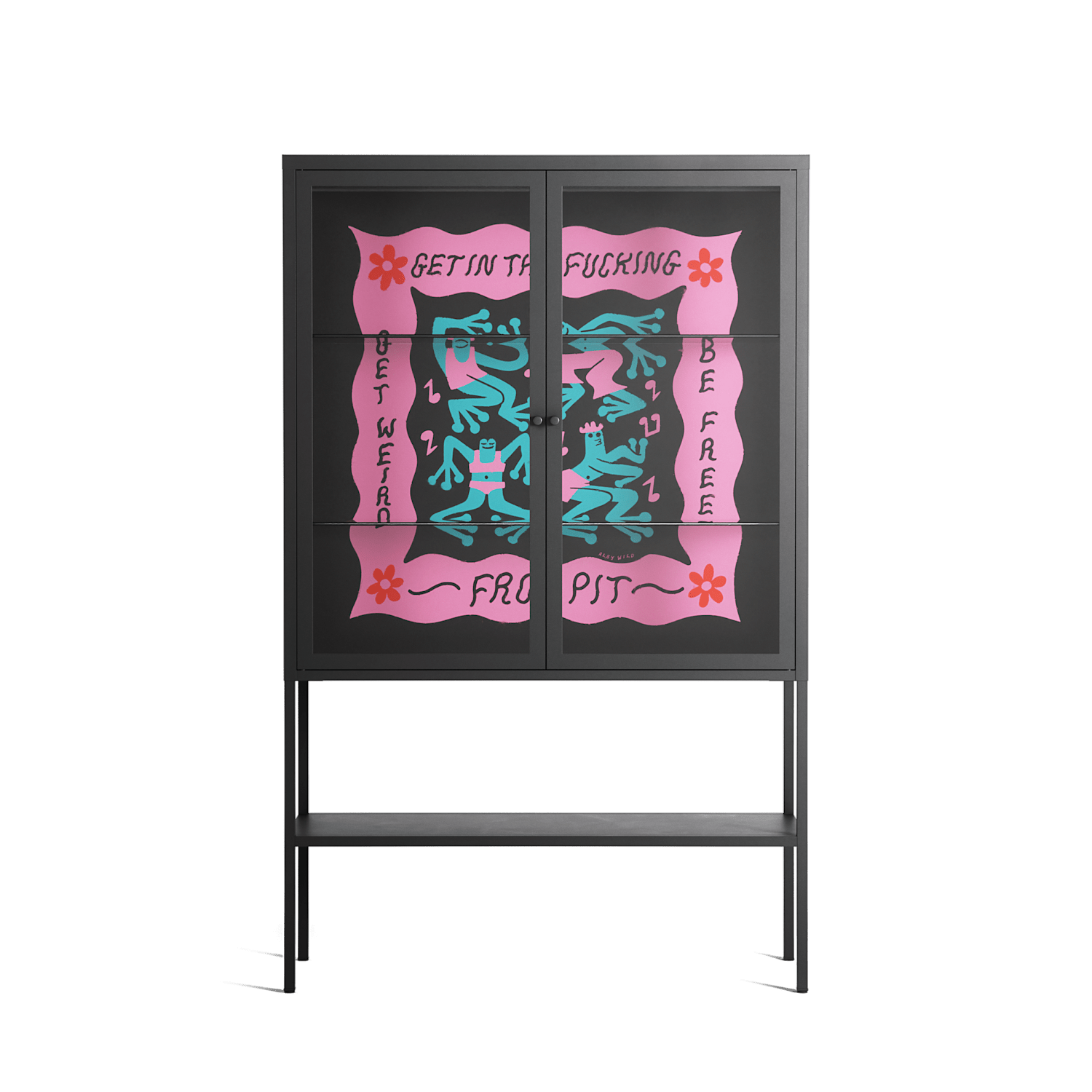 Get In The Fucking Frog Pit - Loft Cabinet - Aley Wild - Antracite - Clear glass