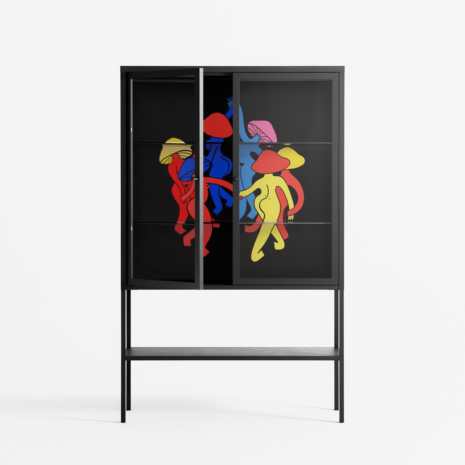 Mushroom Dance Multi - Loft Cabinet - Aley Wild - Antracite - Clear glass