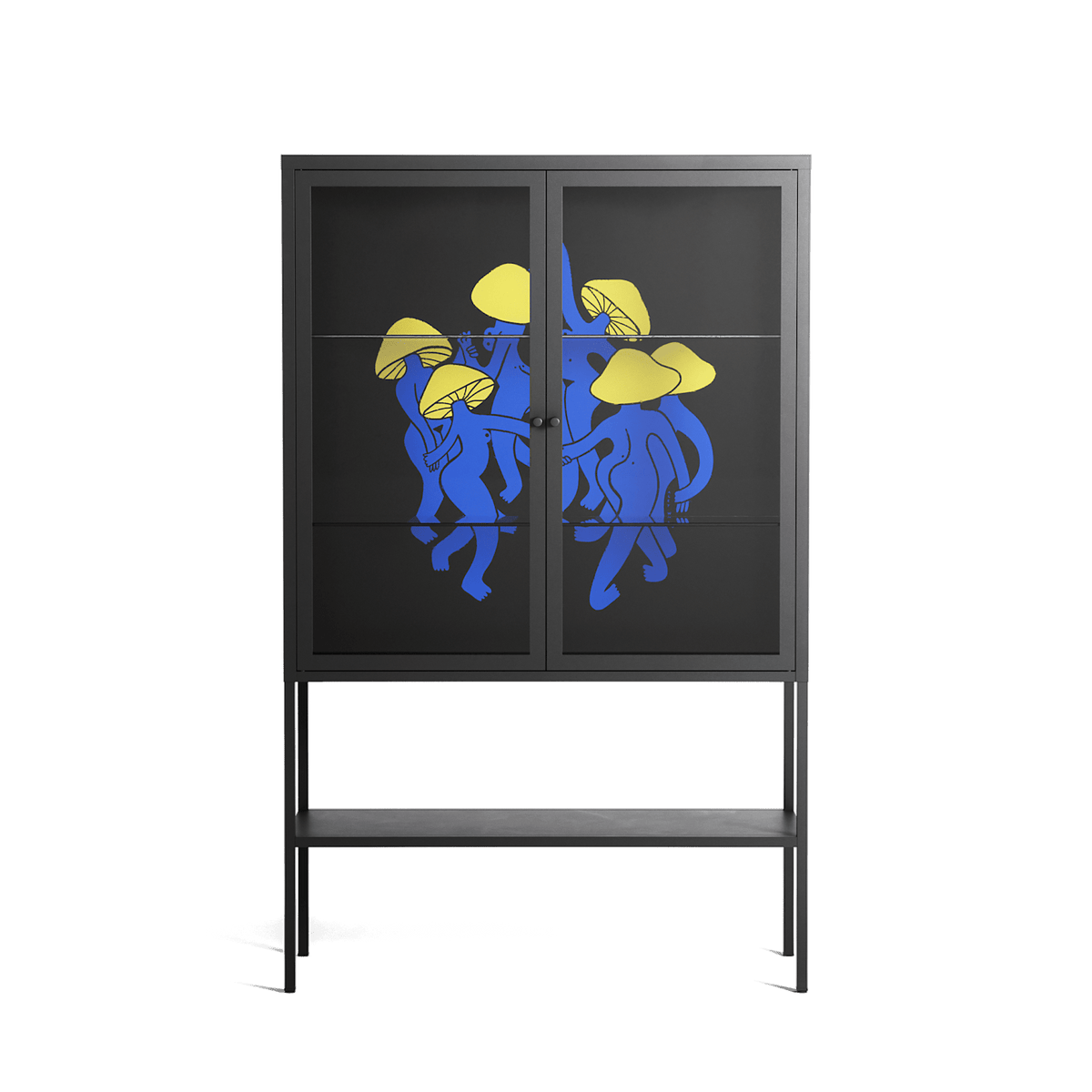 Mushroom Dance Blue - Loft Cabinet - Aley Wild - Antracite - Clear glass
