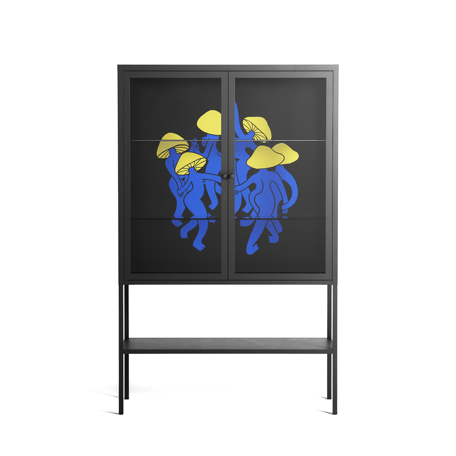 Mushroom Dance Blue - Loft Cabinet - Aley Wild - Antracite - Clear glass